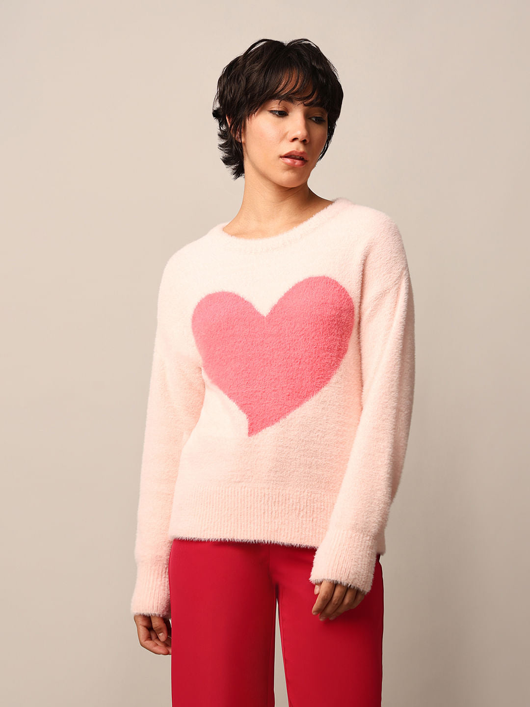 Pink Fuzzy Knit Pullover