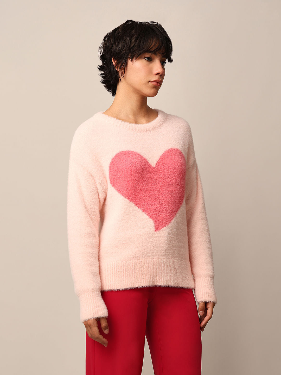 Pink Fuzzy Knit Pullover