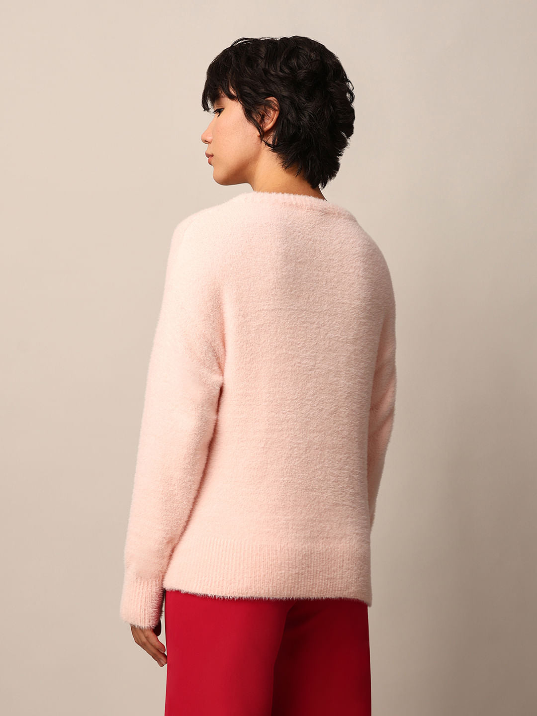 Pink Fuzzy Knit Pullover