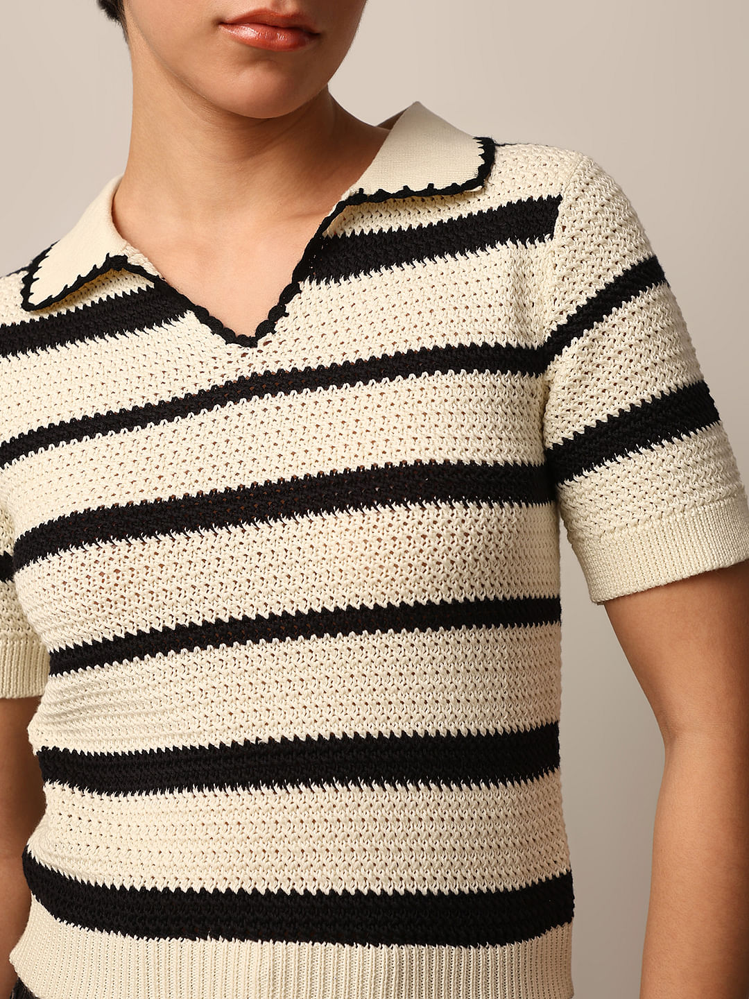 Beige Fine Knit Polo