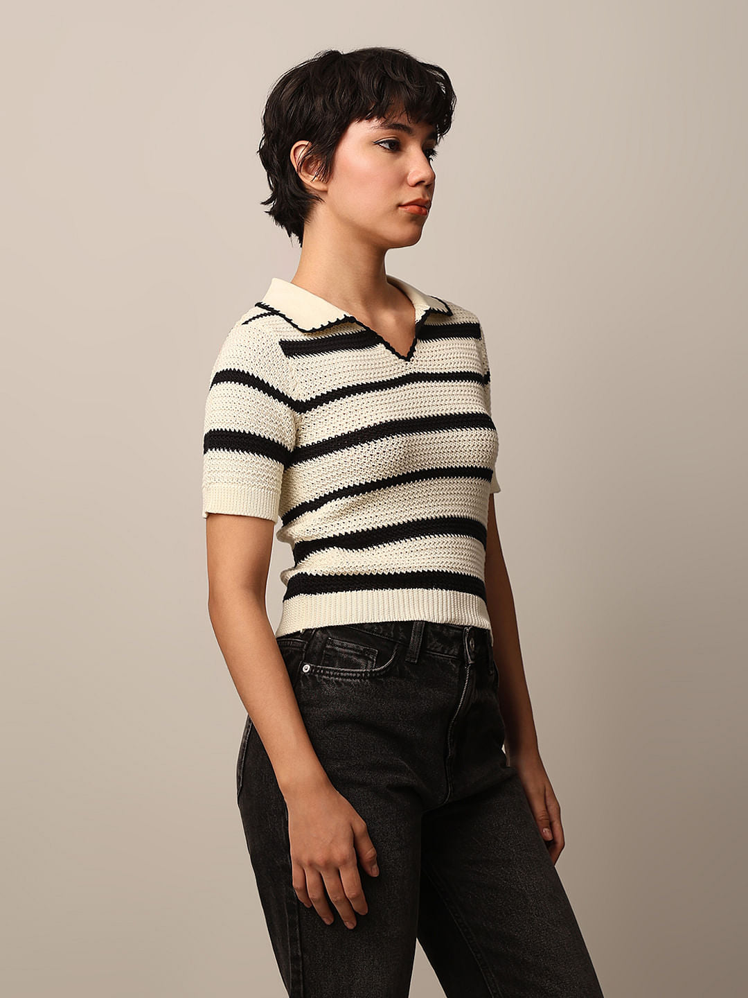 Beige Fine Knit Polo