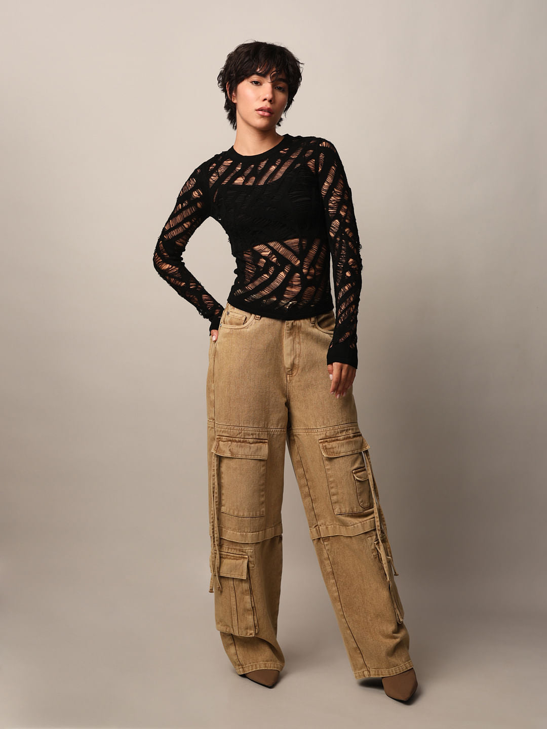 Black Sheer Knit Top