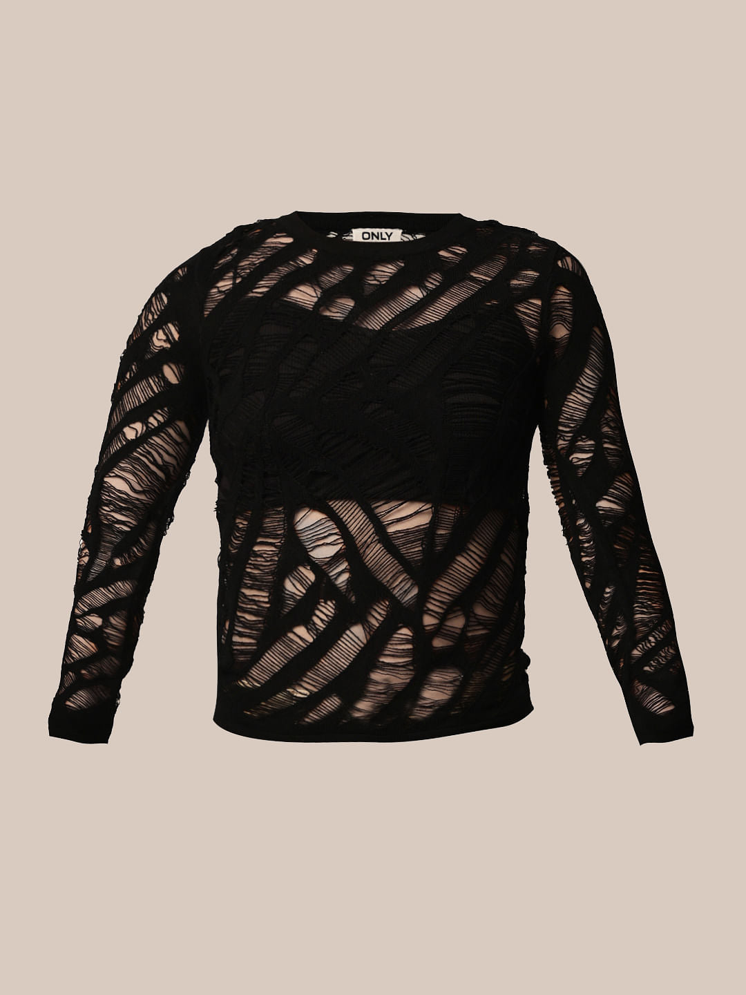 Black Sheer Knit Top