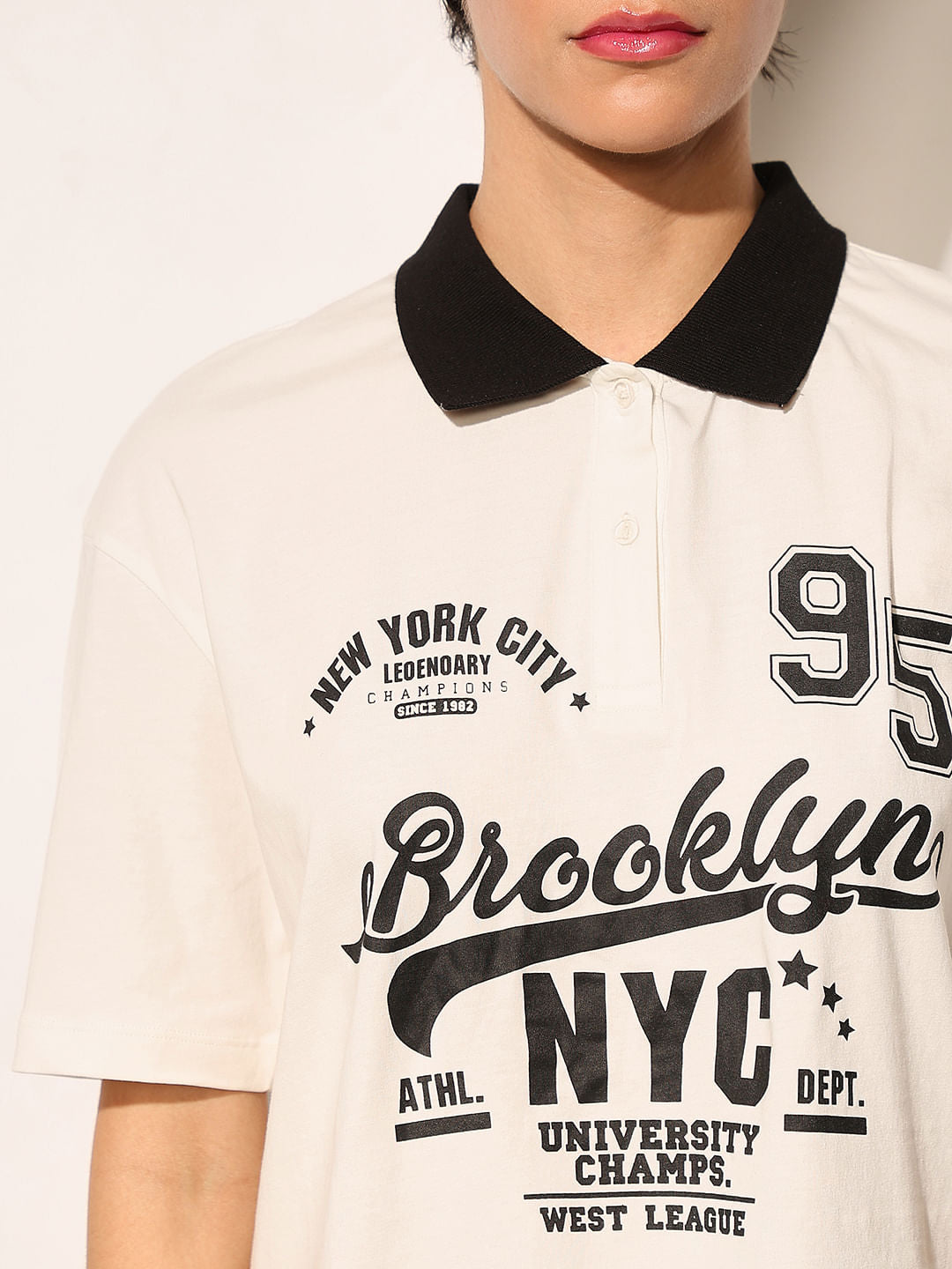 White Printed Cropped T-Shirt