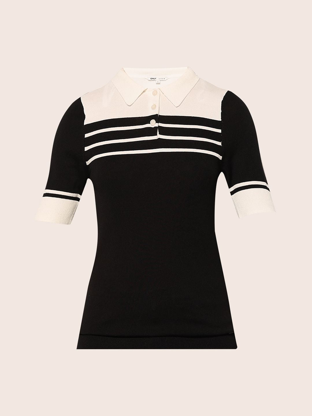 Black Colourblocked Knitted Top