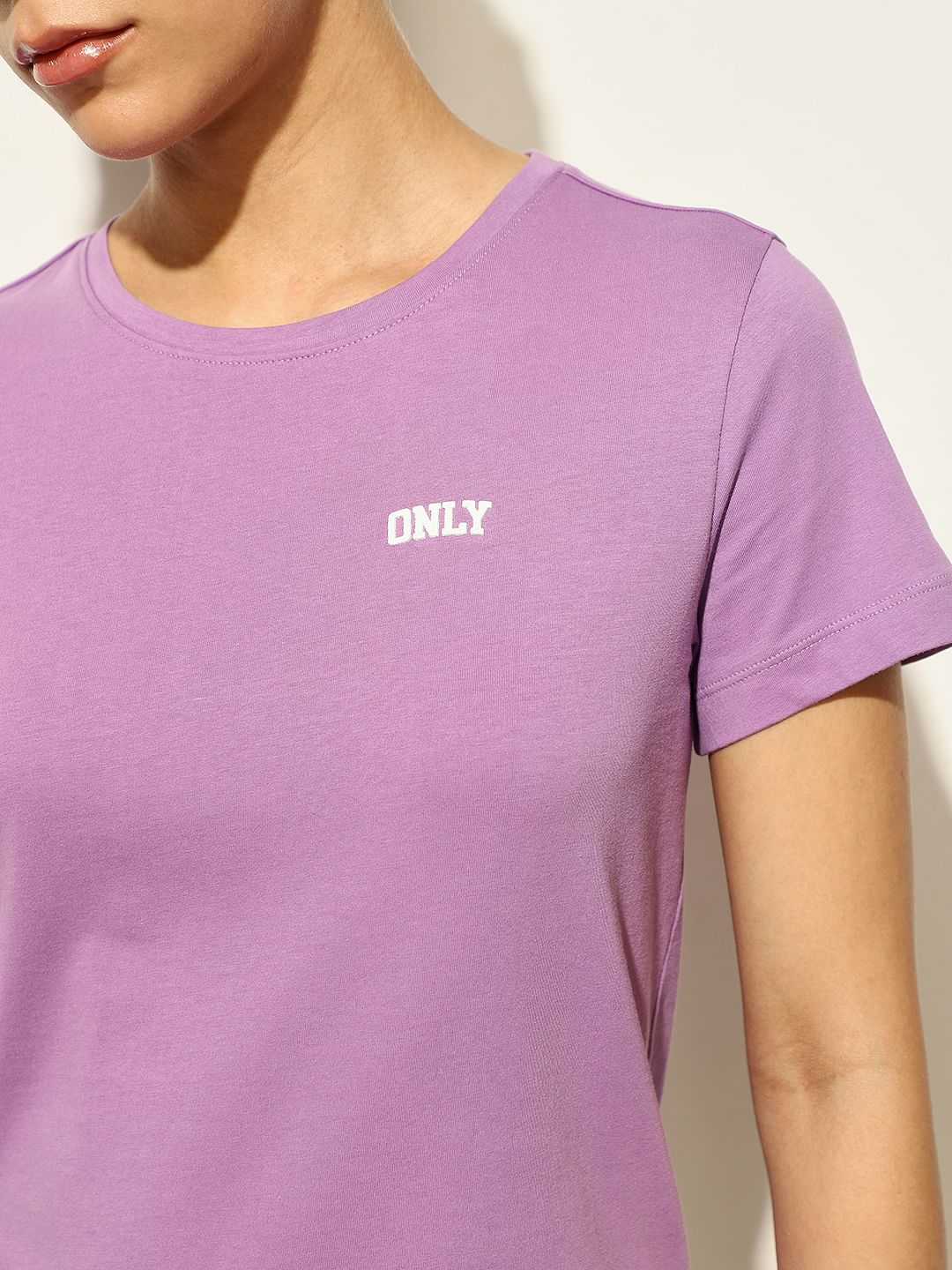 Lavender Logo Text Print T-Shirt