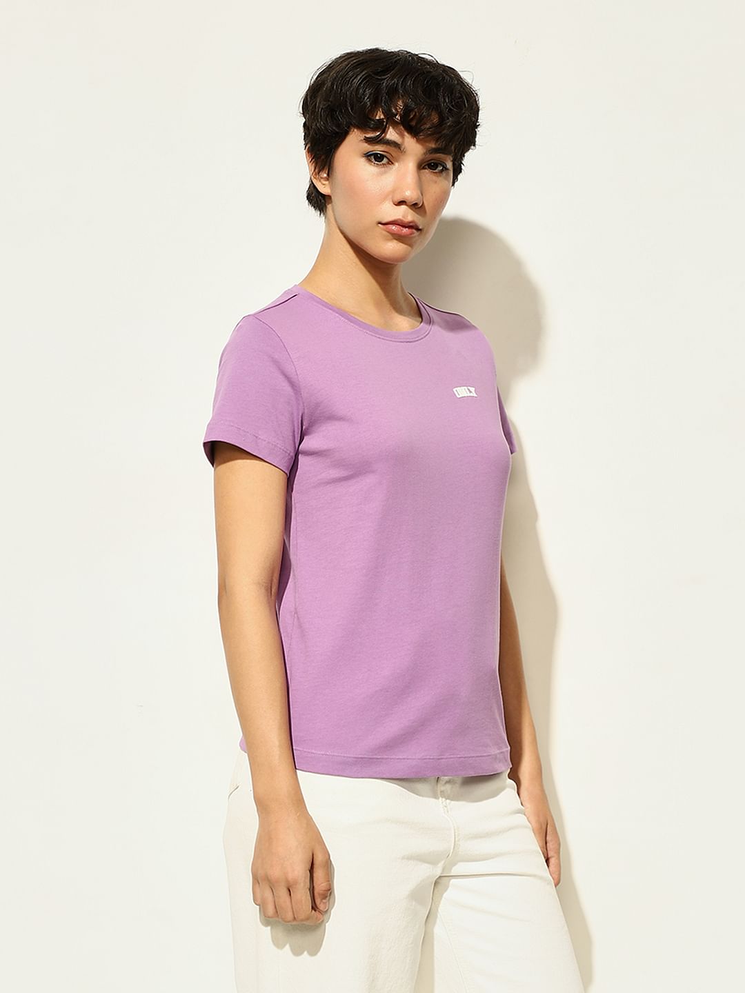 Lavender Logo Text Print T-Shirt