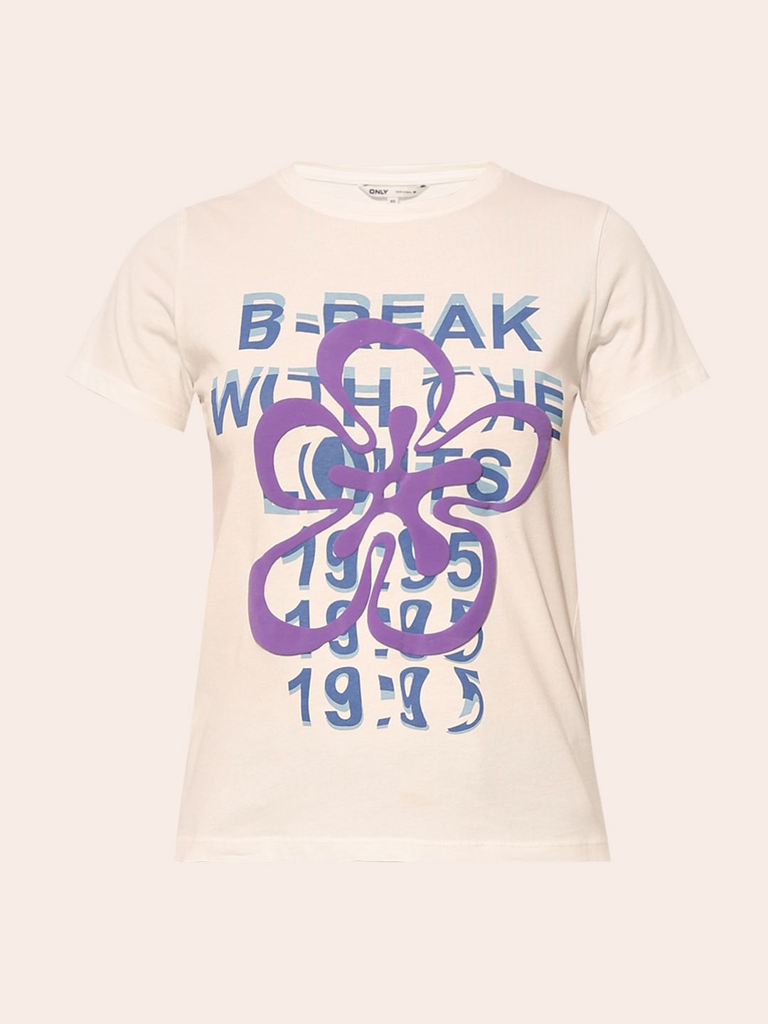 White Cotton Printed T-Shirt