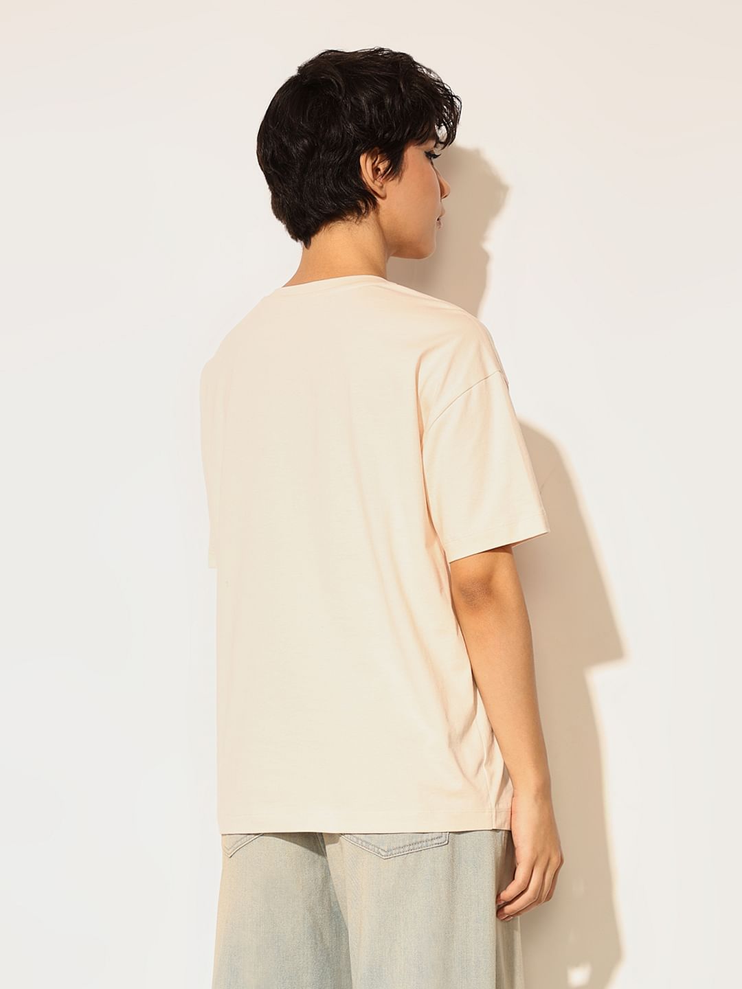 Beige Oversized Printed T-Shirt
