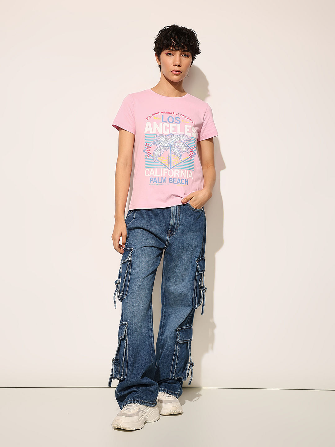 Pink Graphic Print Cotton T-Shirt