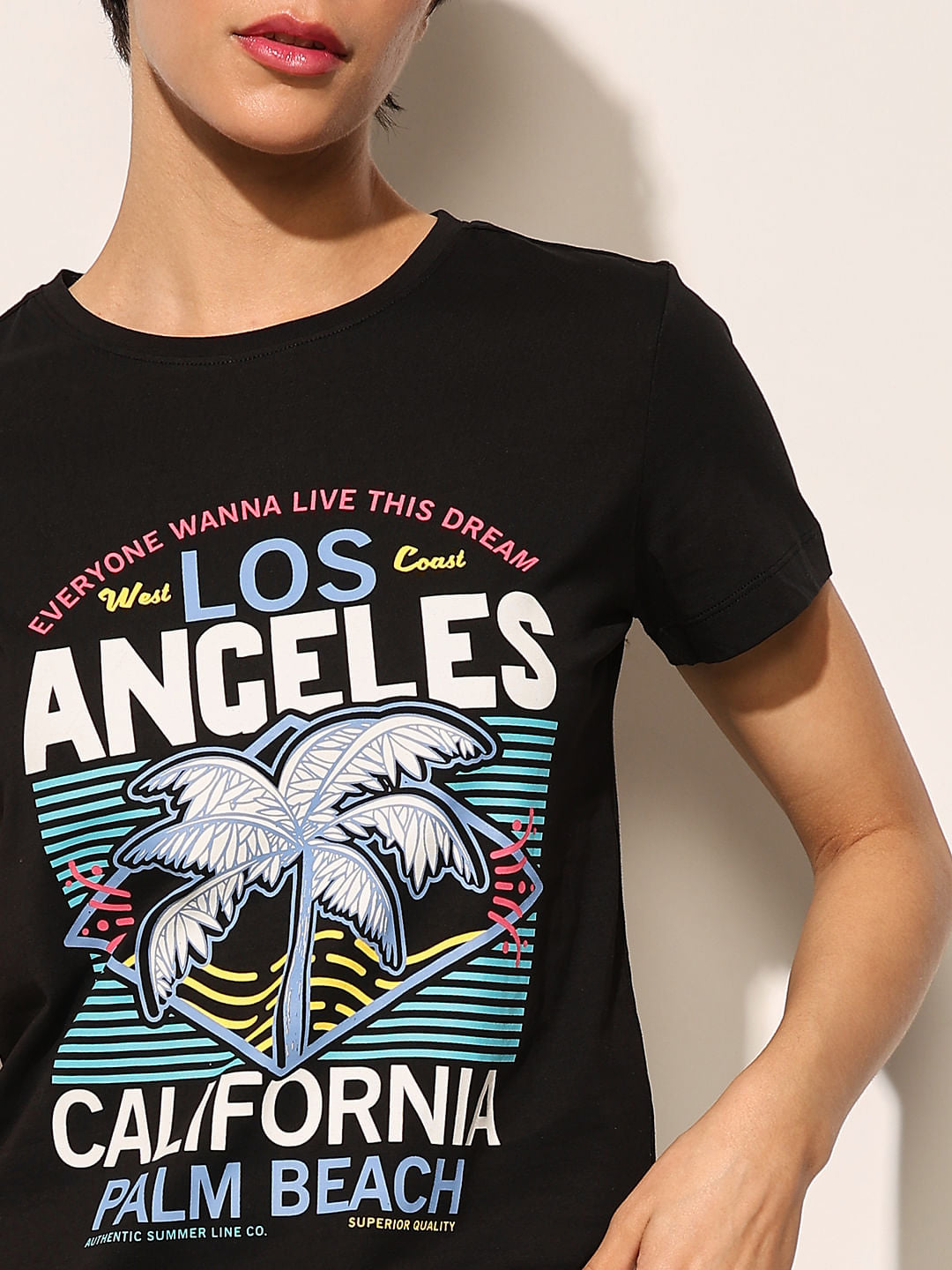 Black Graphic Print Cotton T-Shirt