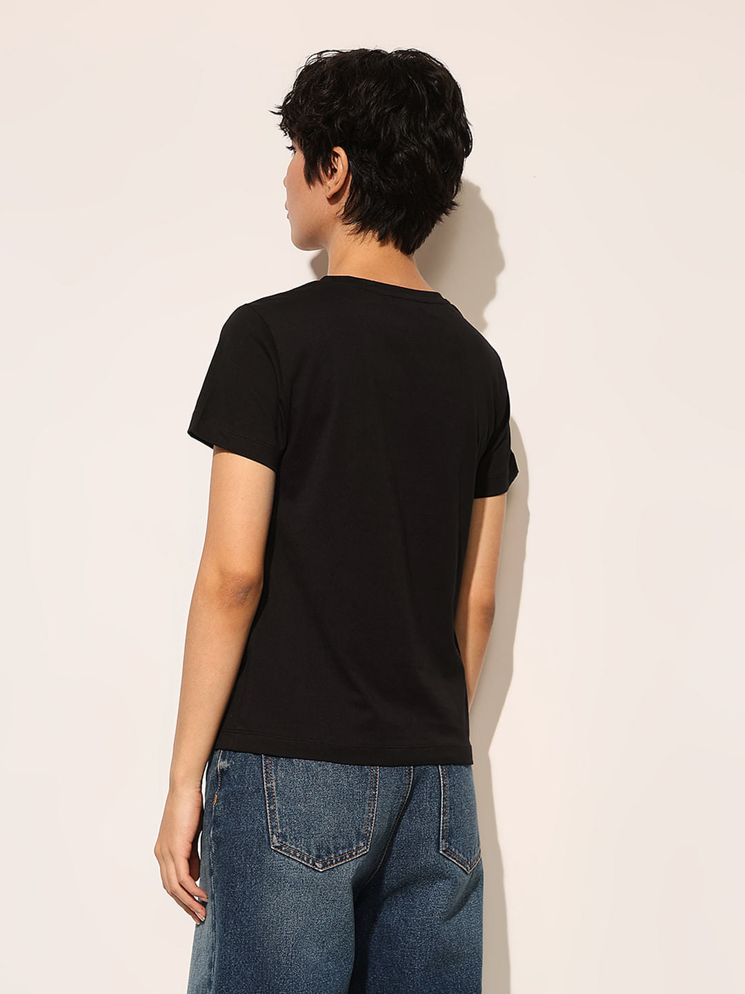 Black Graphic Print Cotton T-Shirt