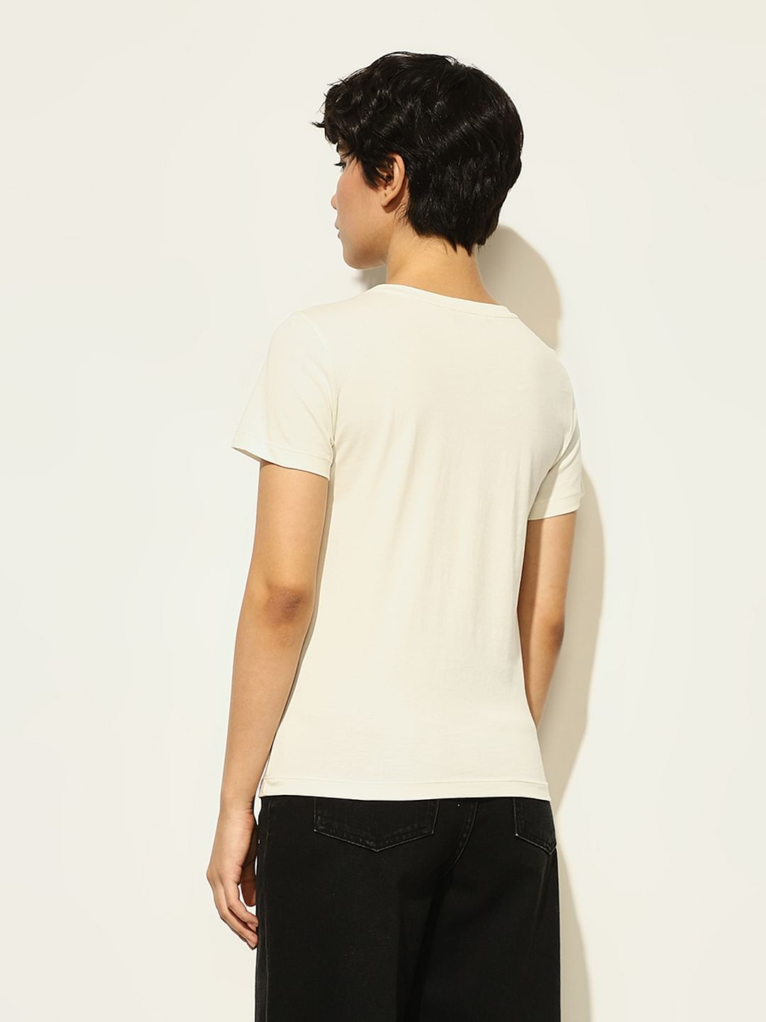 White Printed Cotton T-Shirt