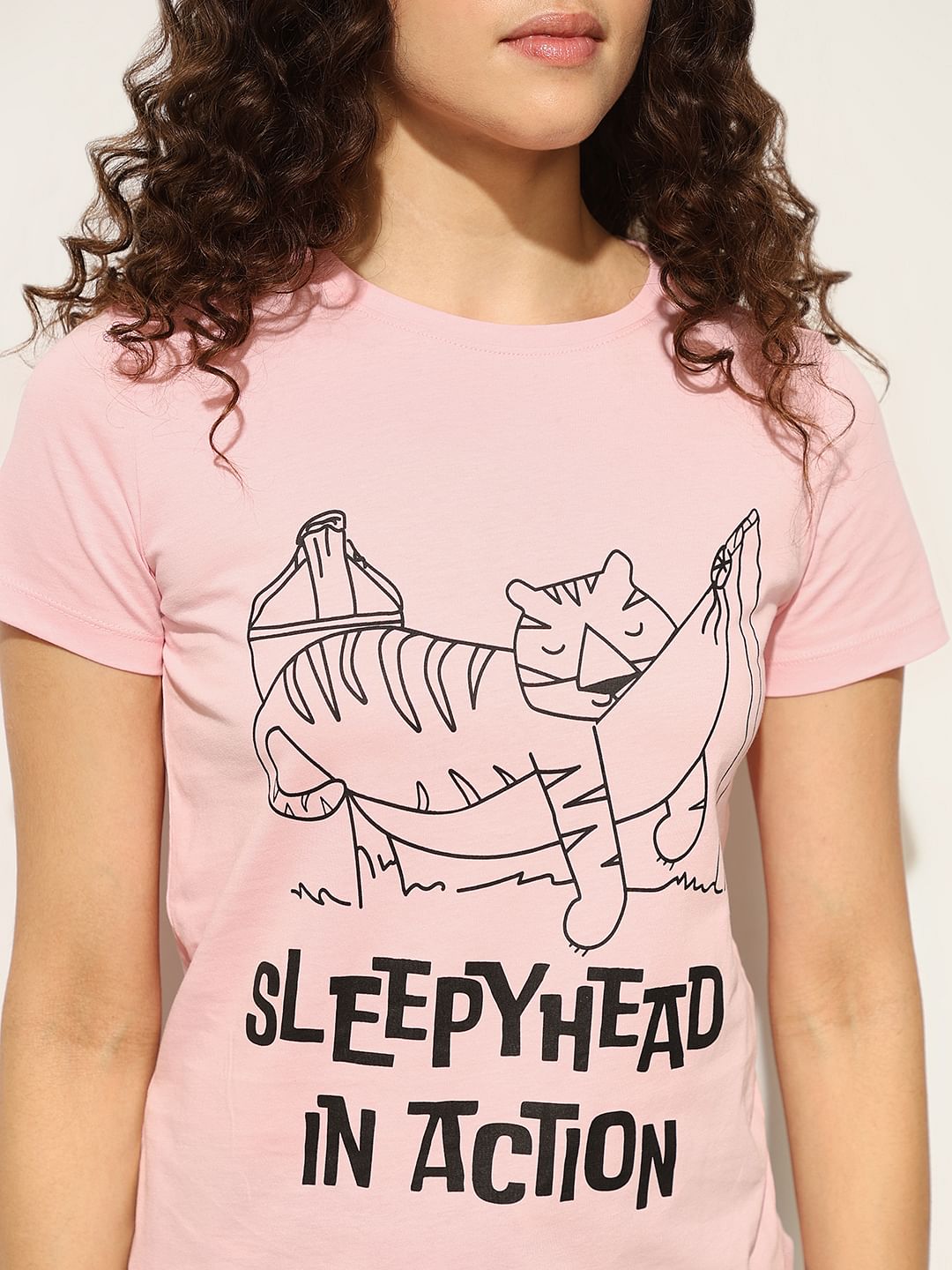 Pink Graphic Print Cotton T-Shirt