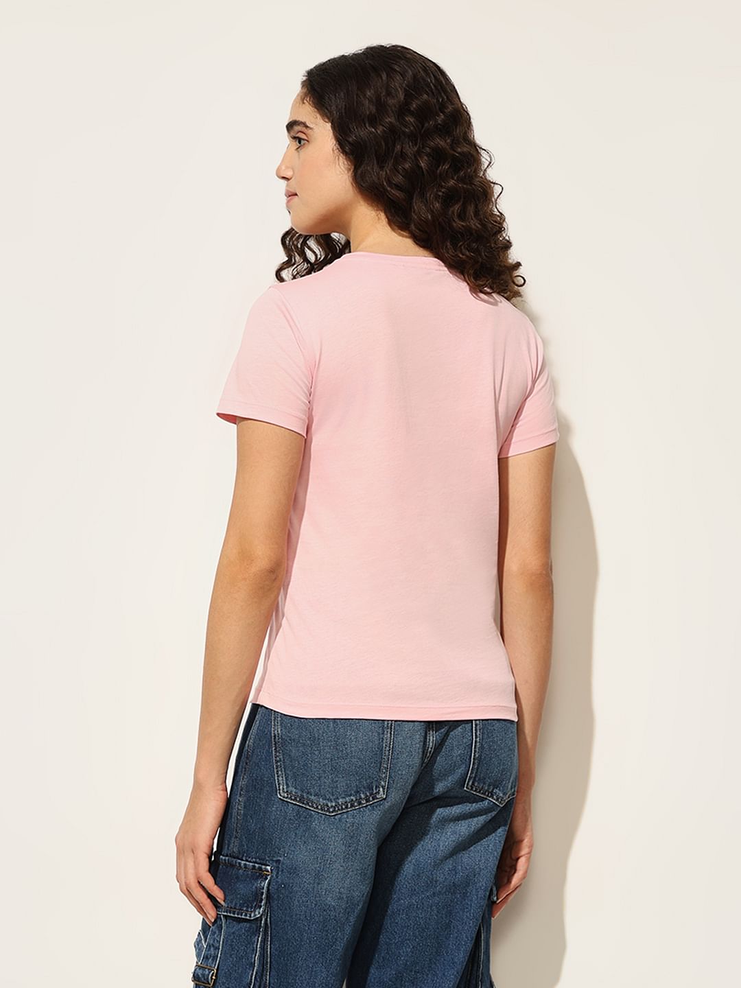Pink Graphic Print Cotton T-Shirt