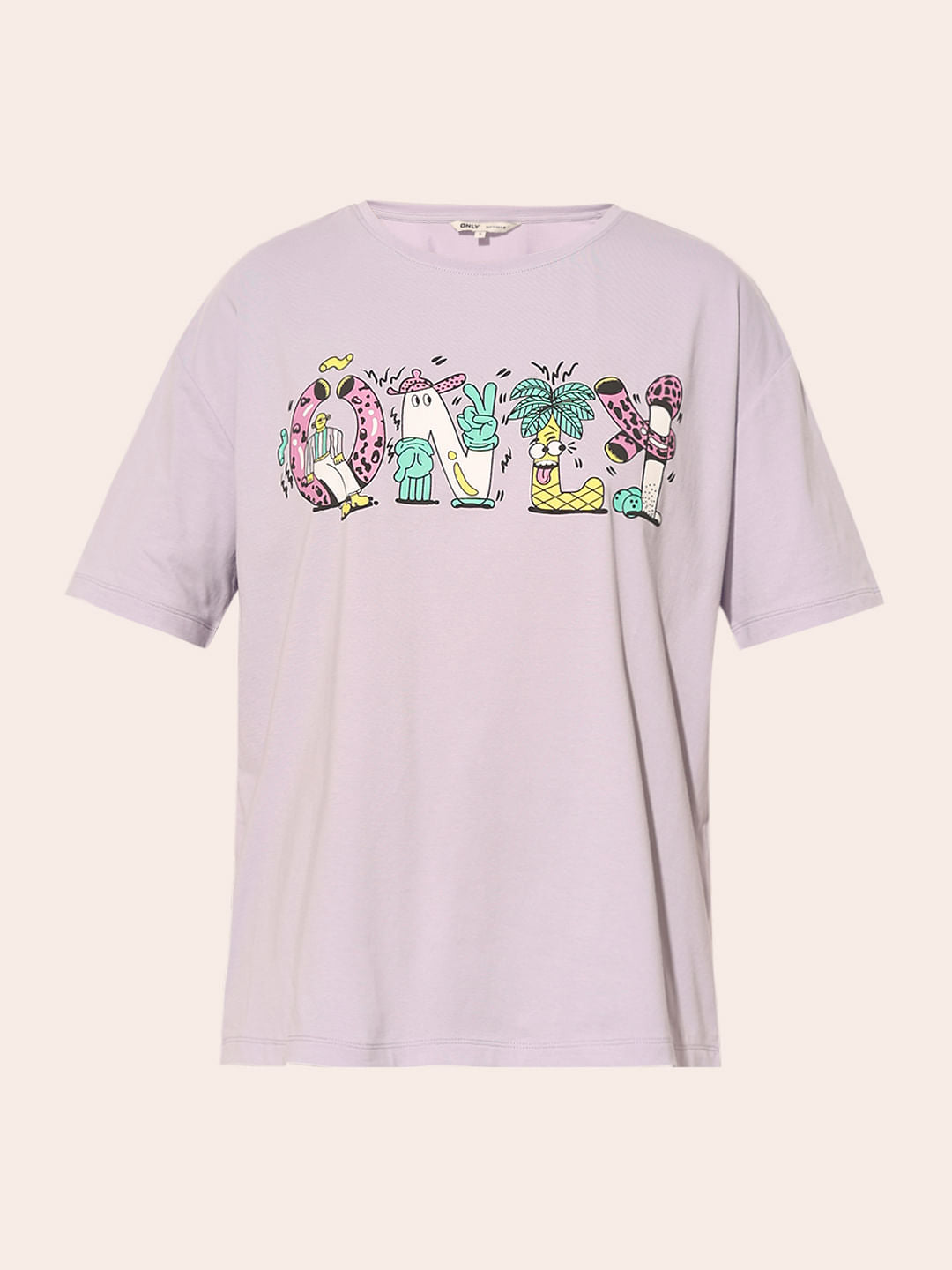 Purple Printed Cotton T-Shirt