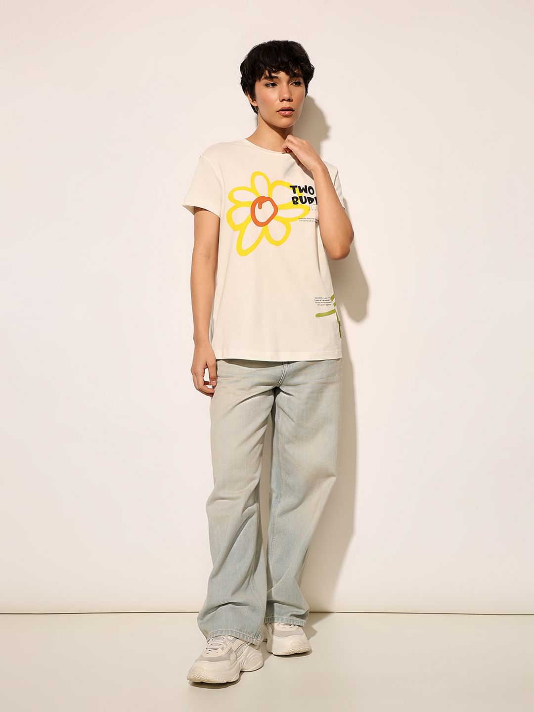 White Graphic Print T-Shirt