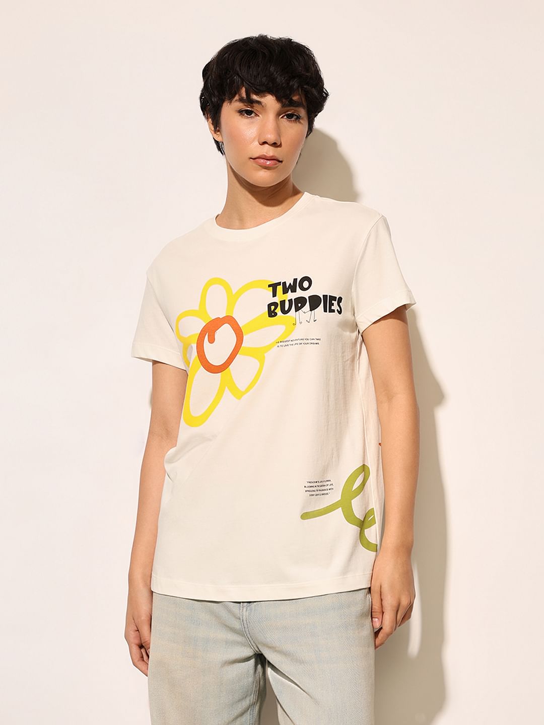 White Graphic Print T-Shirt