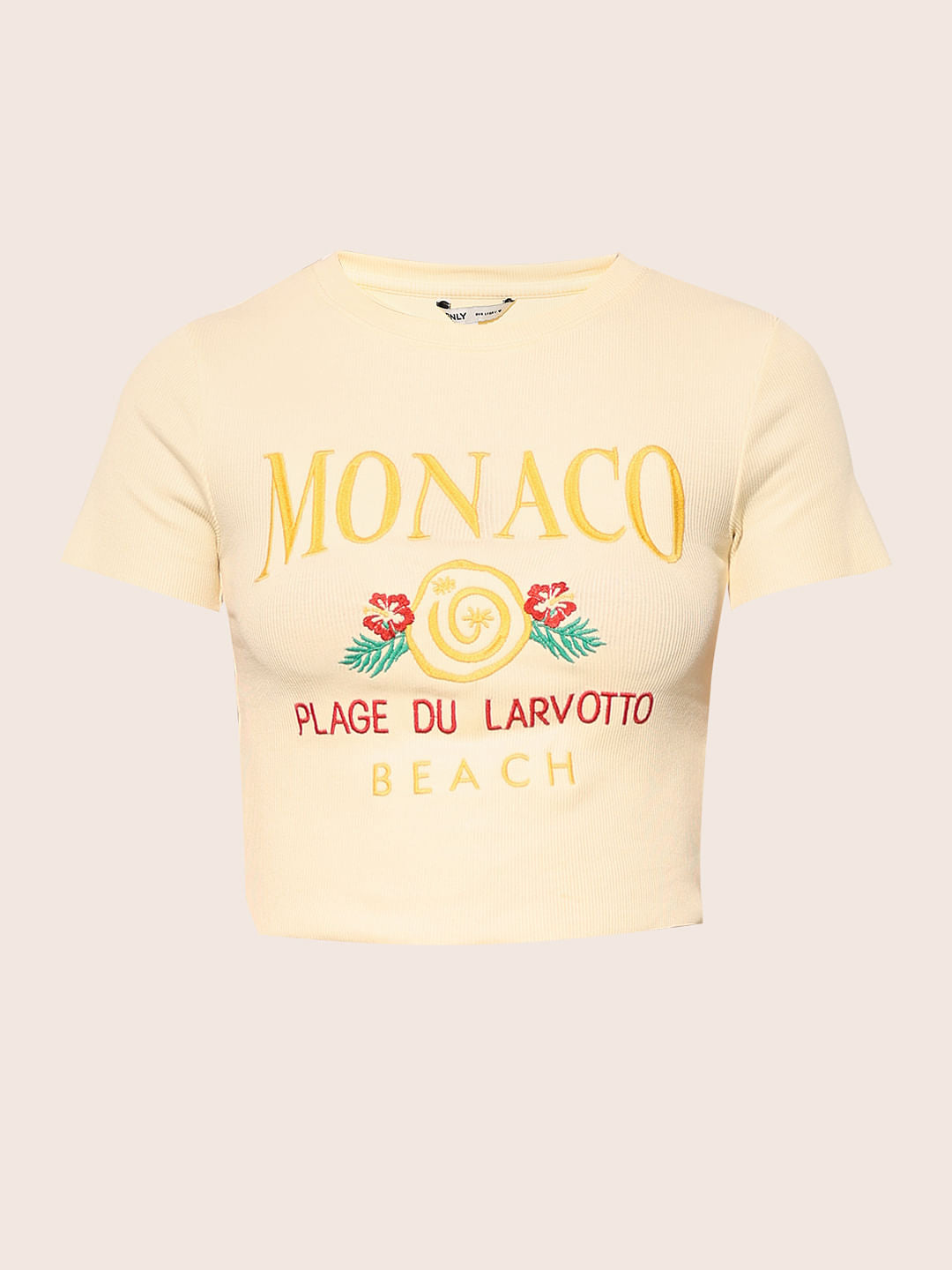 Yellow Ribbed Cropped T-Shirt