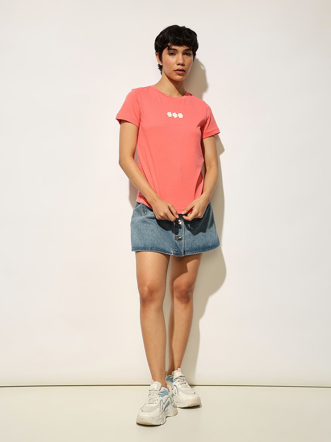 Coral Printed Cotton T-Shirt