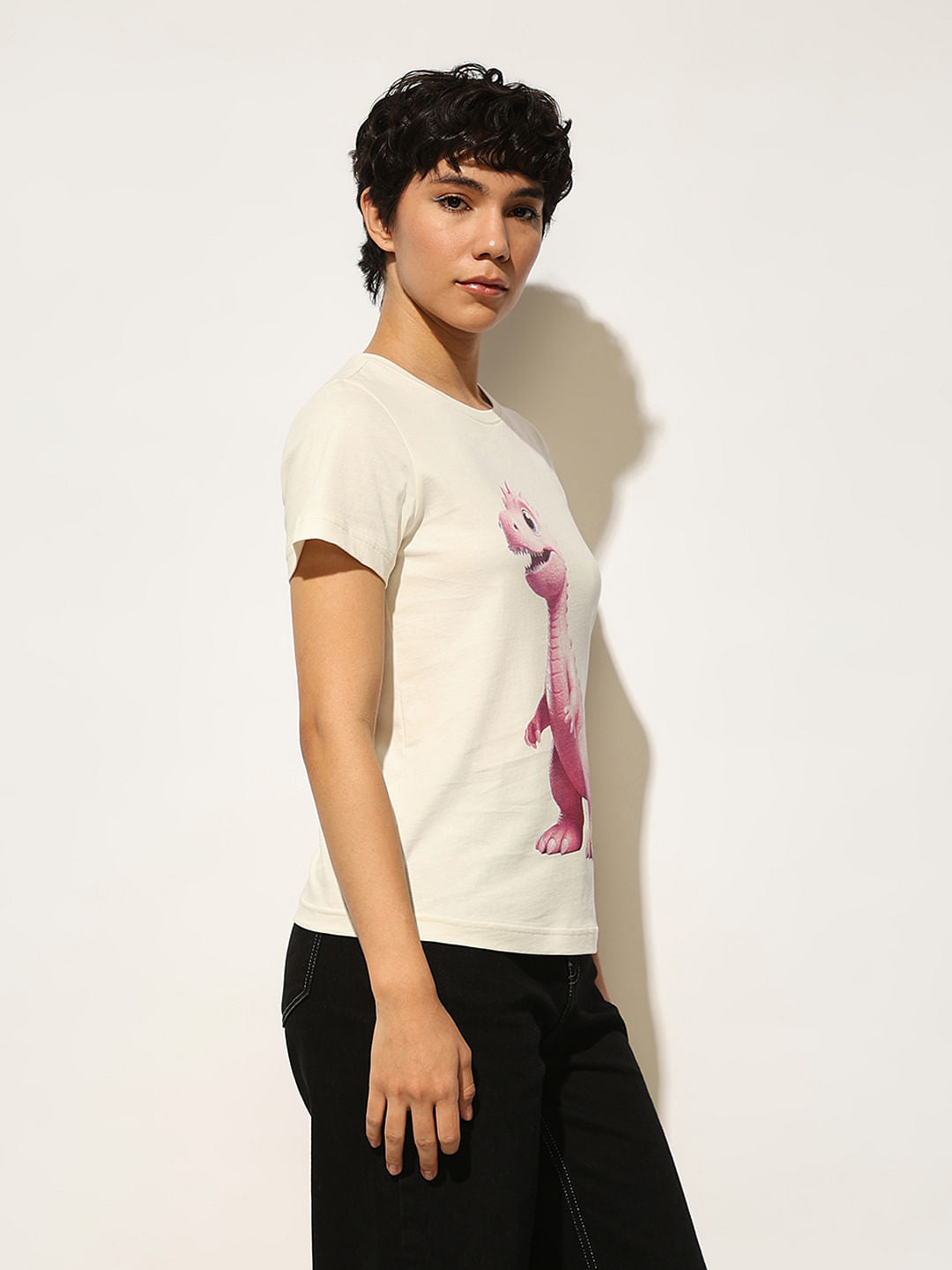 White Printed Cotton T-Shirt