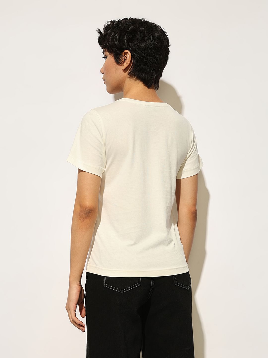 White Printed Cotton T-Shirt
