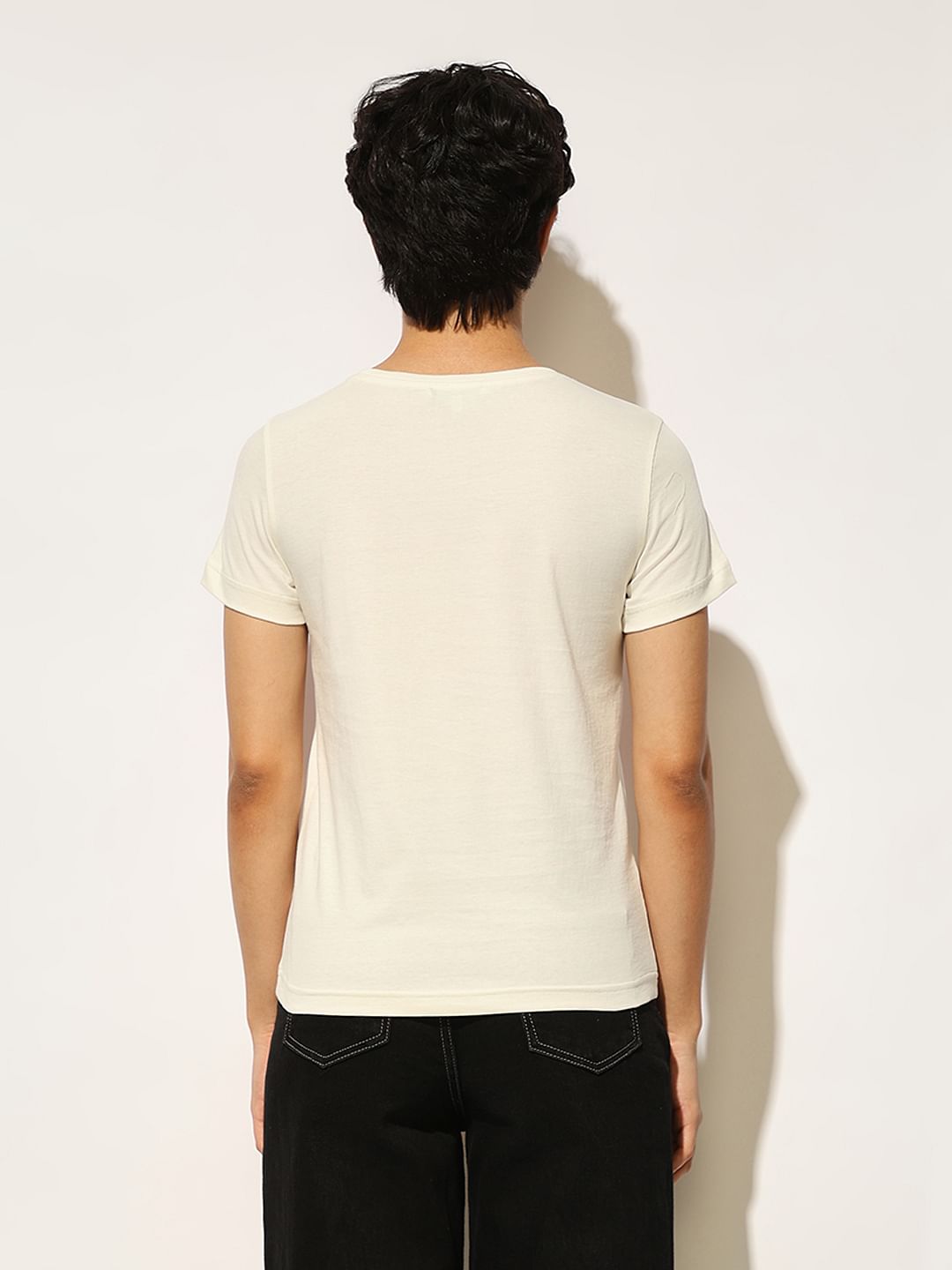 White Graphic Print Cotton T-Shirt