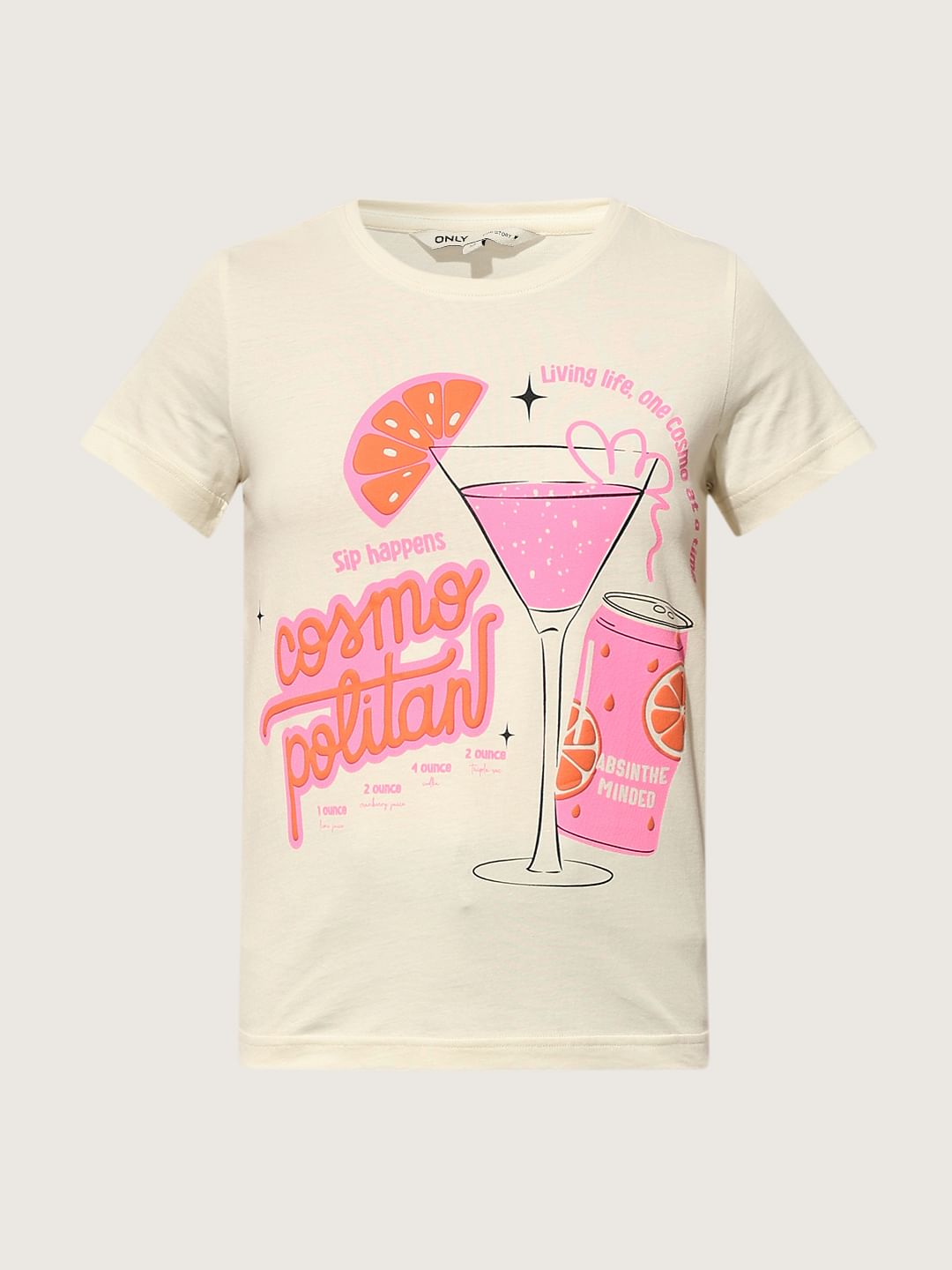 White Graphic Print Cotton T-Shirt