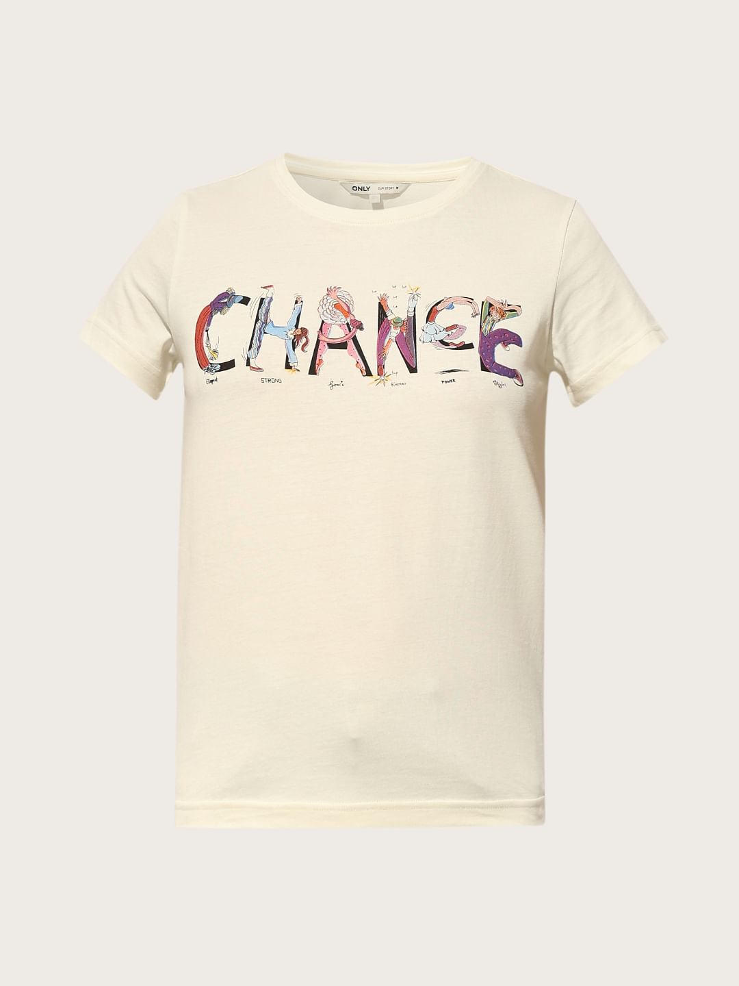 White Typographic Print Cotton T-Shirt