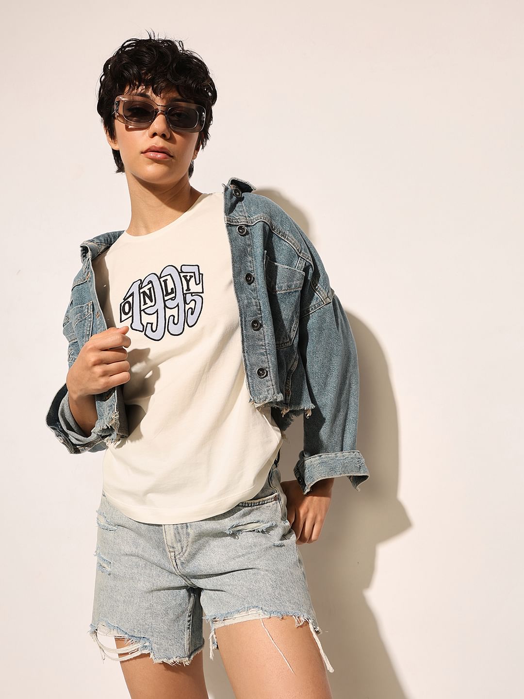 White Typographic Print T-Shirt