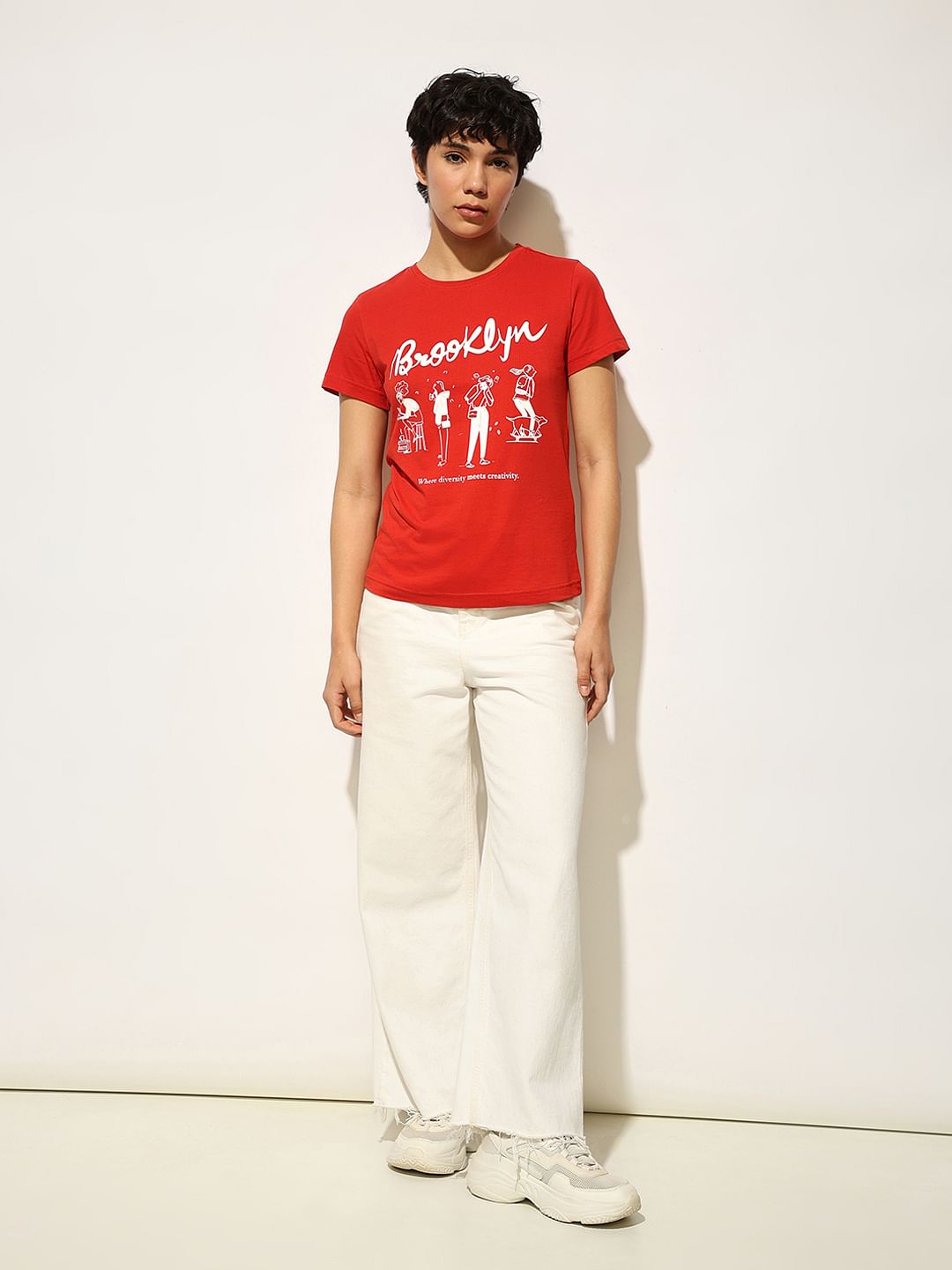 Red Printed Cotton T-Shirt