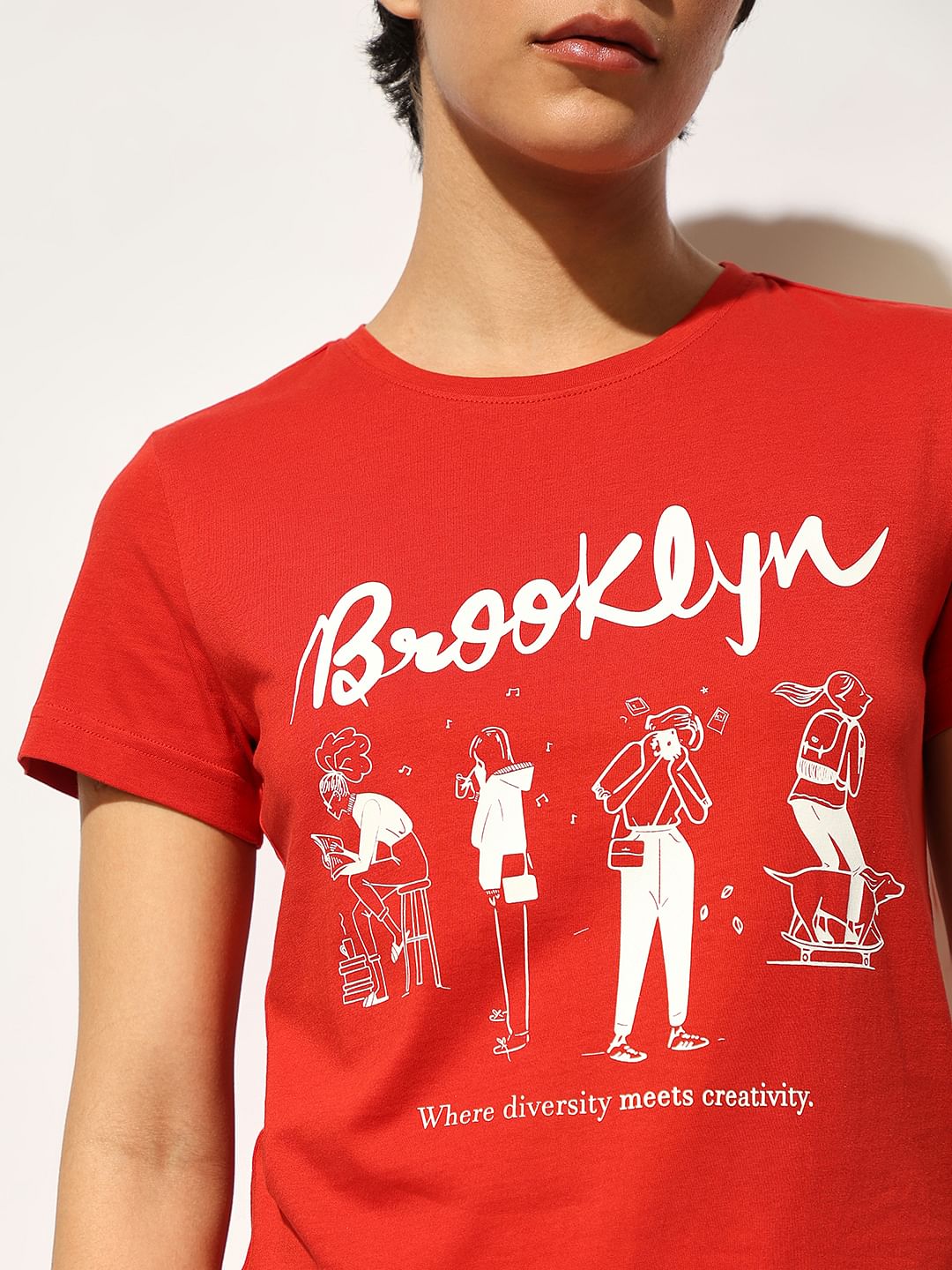 Red Printed Cotton T-Shirt