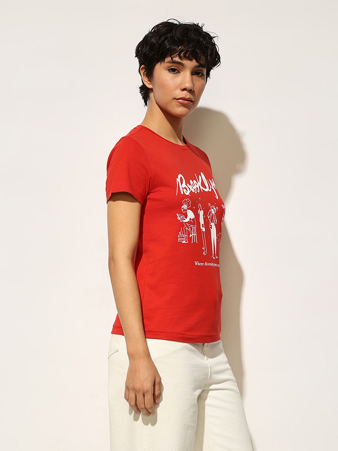 Red Printed Cotton T-Shirt