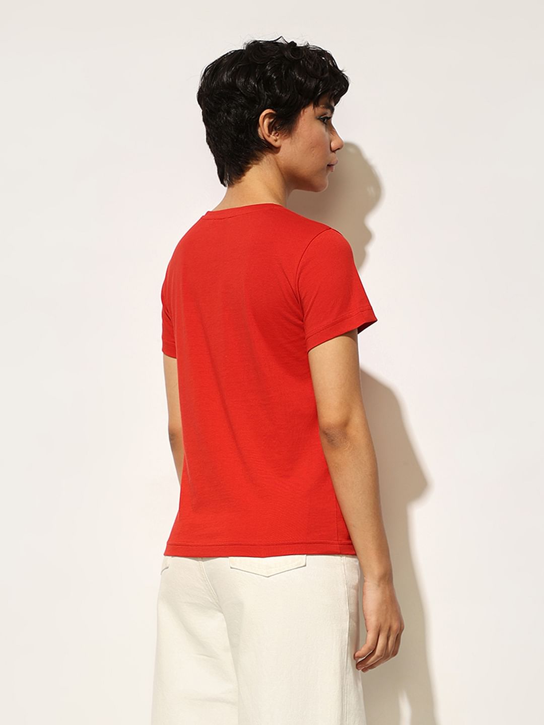 Red Printed Cotton T-Shirt