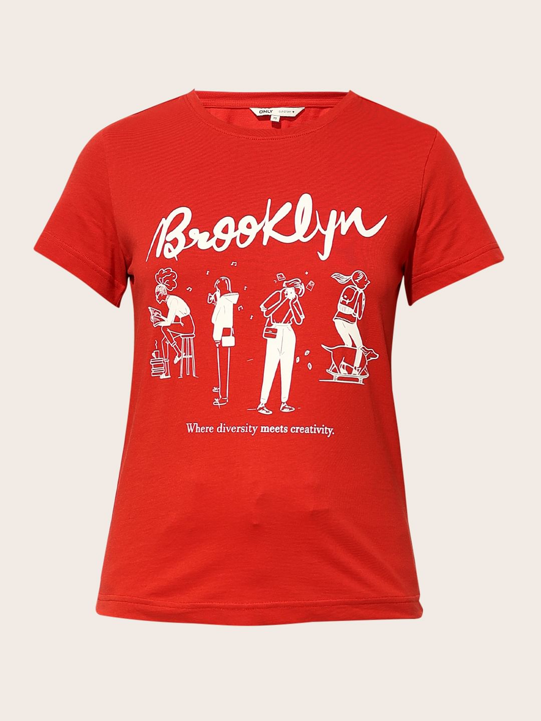 Red Printed Cotton T-Shirt