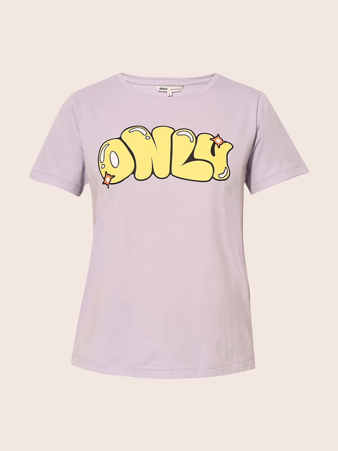 Purple Typographic Logo Print T-Shirt