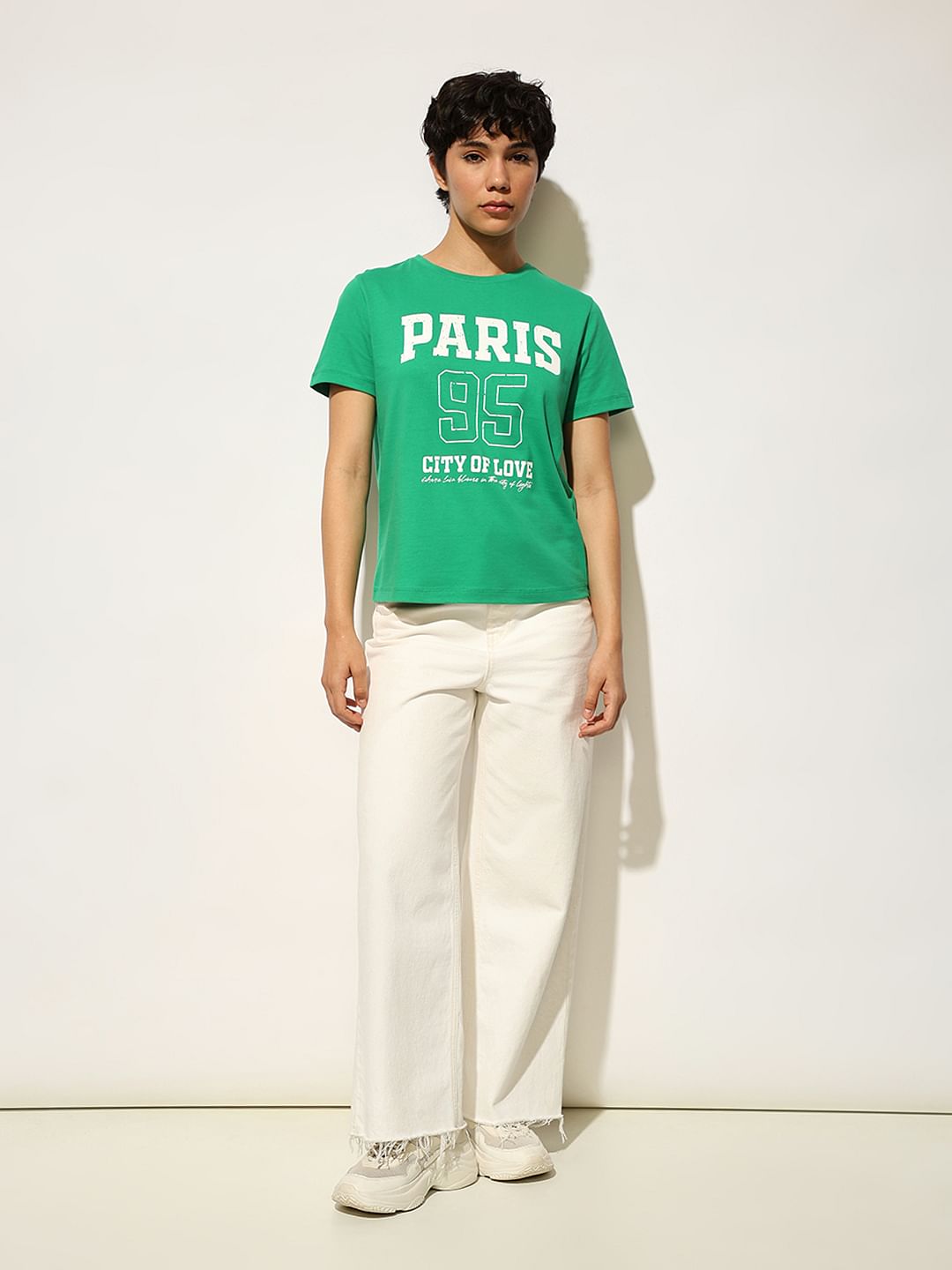 Green Varsity Printed Cotton T-Shirt