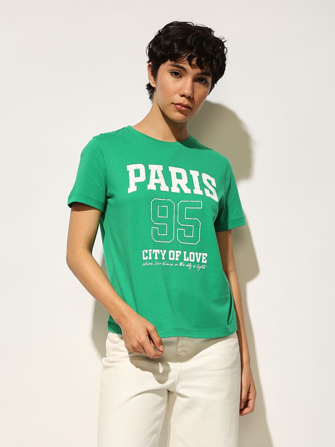 Green Varsity Printed Cotton T-Shirt
