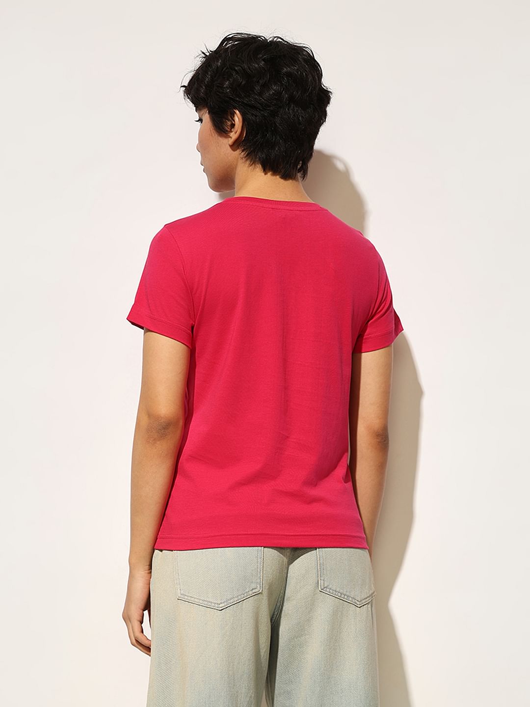 Fuchsia Printed Cotton T-Shirt