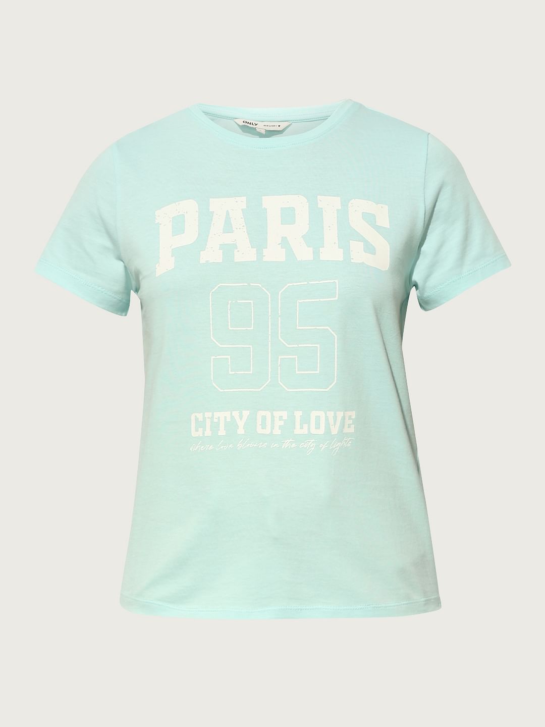 Blue Printed Cotton T-Shirt