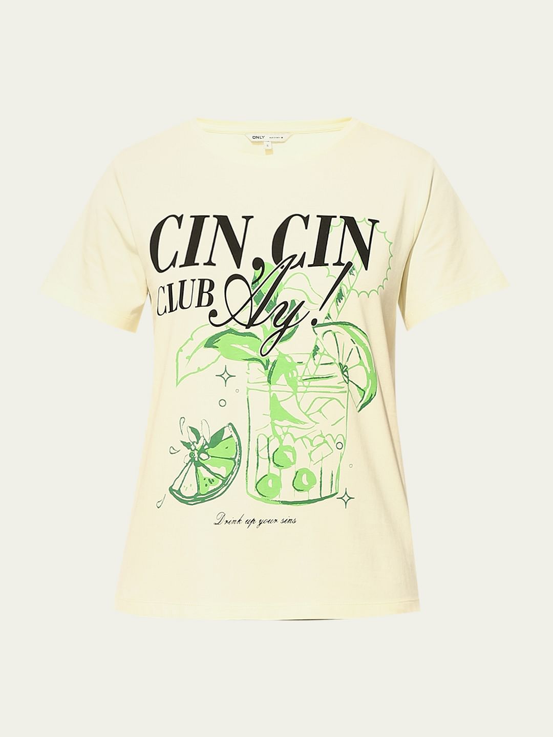 Yellow Printed Cotton T-Shirt