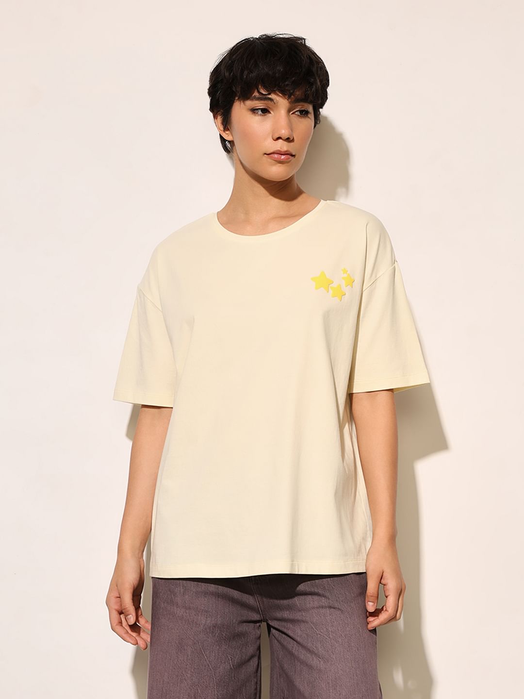 Cream Cotton T-Shirt
