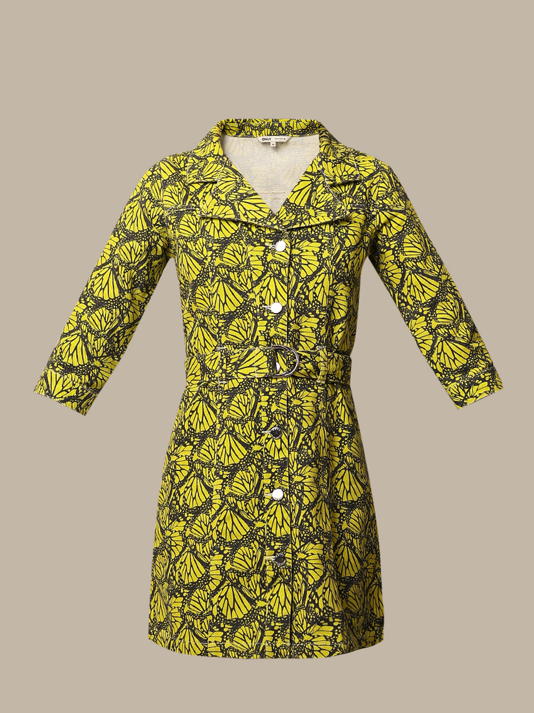 Green Printed Short Shirt Dress