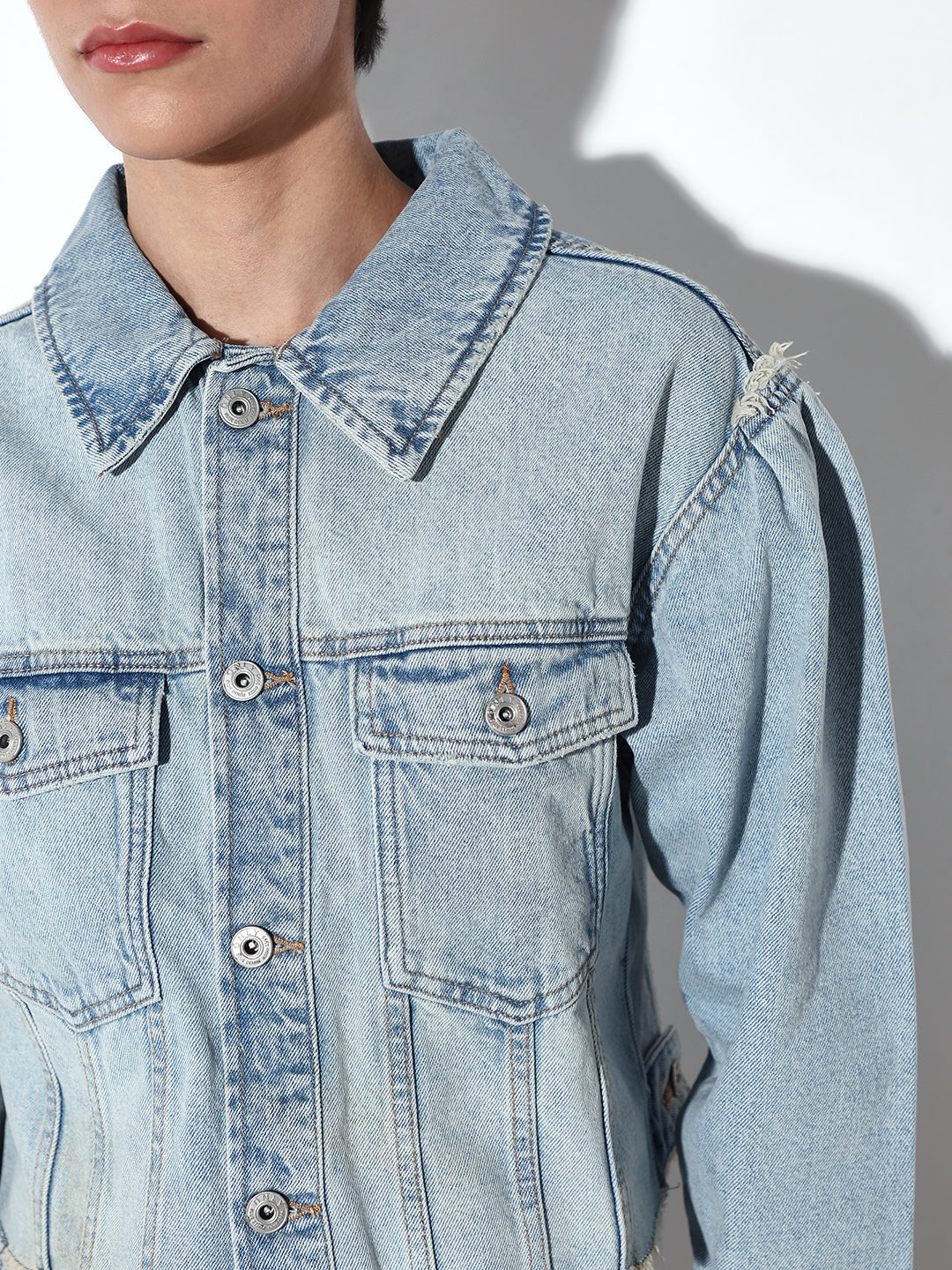 Light Blue Cropped Denim Jacket