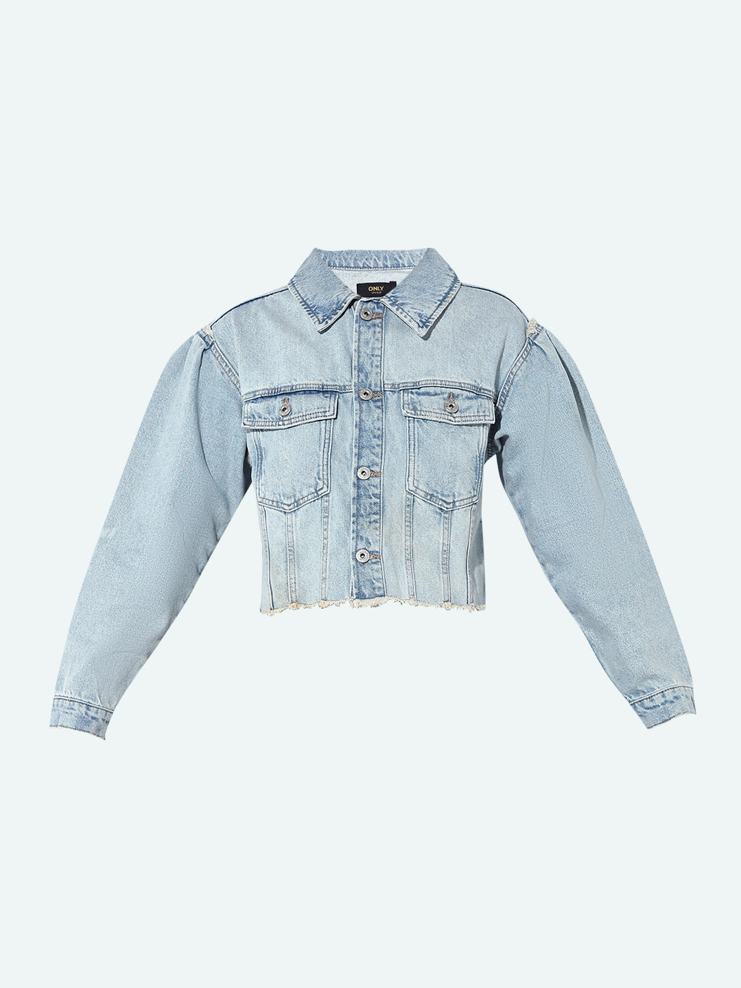 Light Blue Cropped Denim Jacket