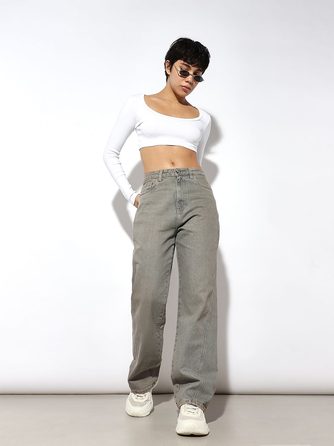 Blue Mid Rise Vintage Washed Jeans