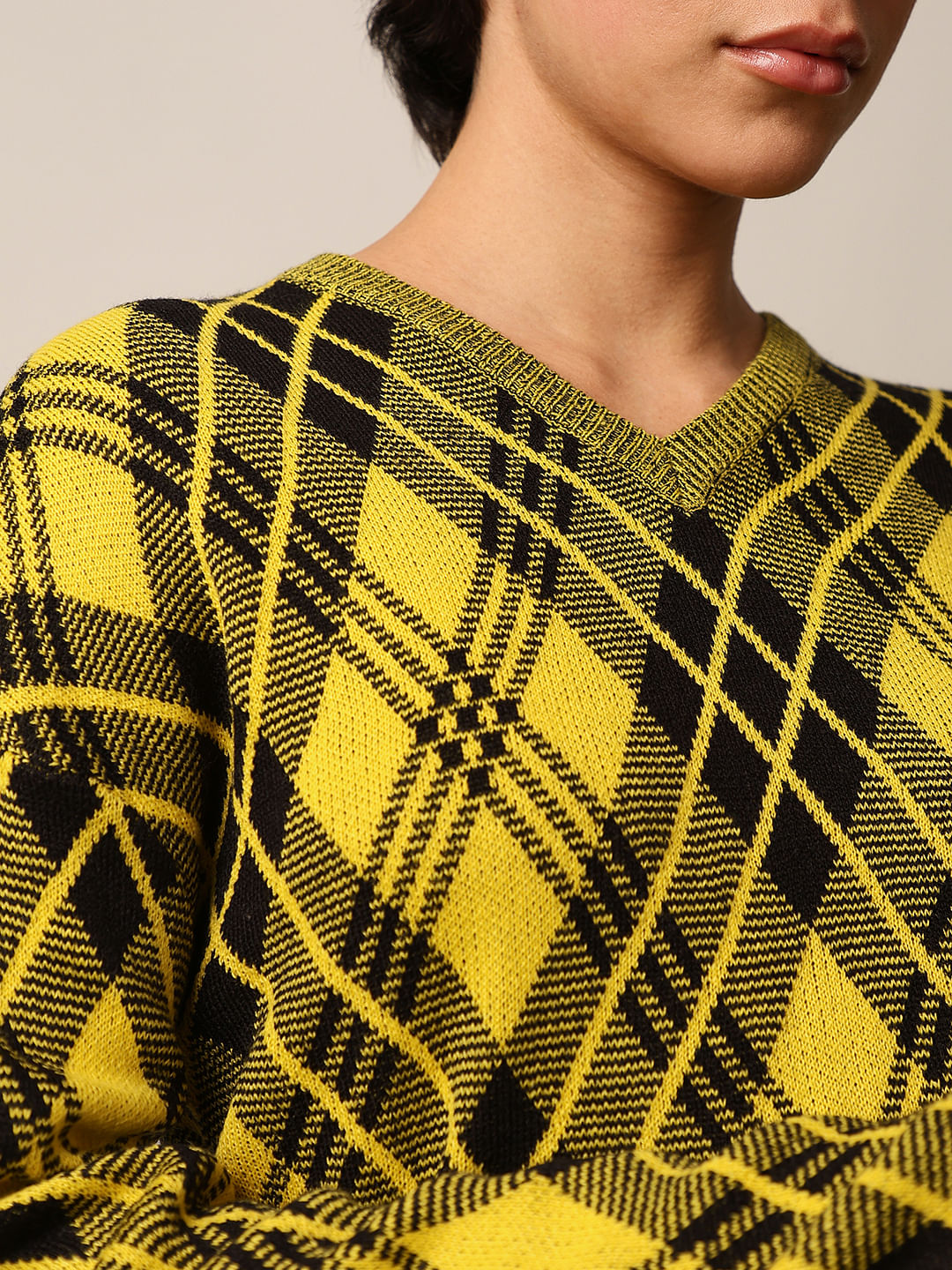 Yellow Jacquard Pullover