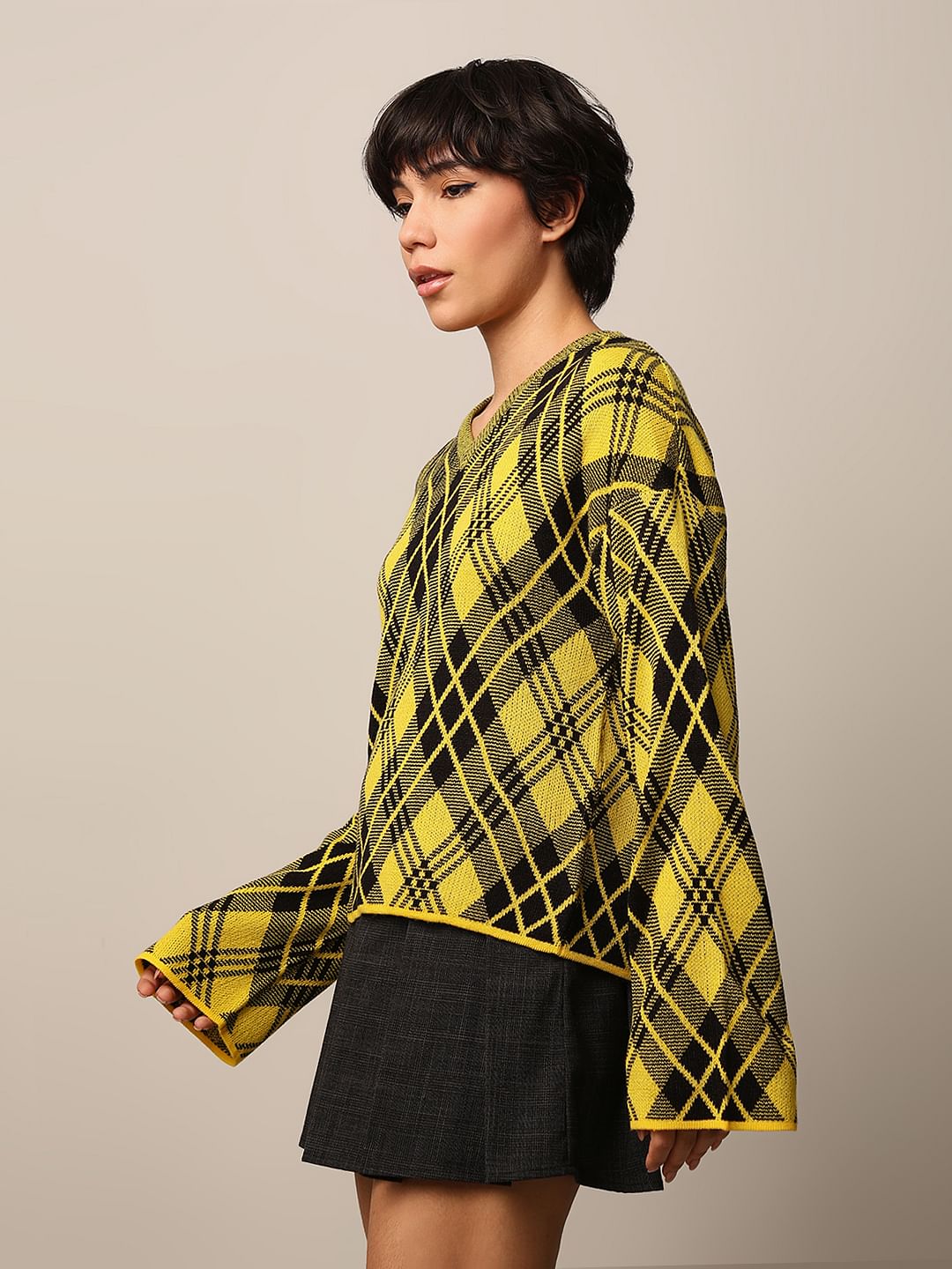 Yellow Jacquard Pullover