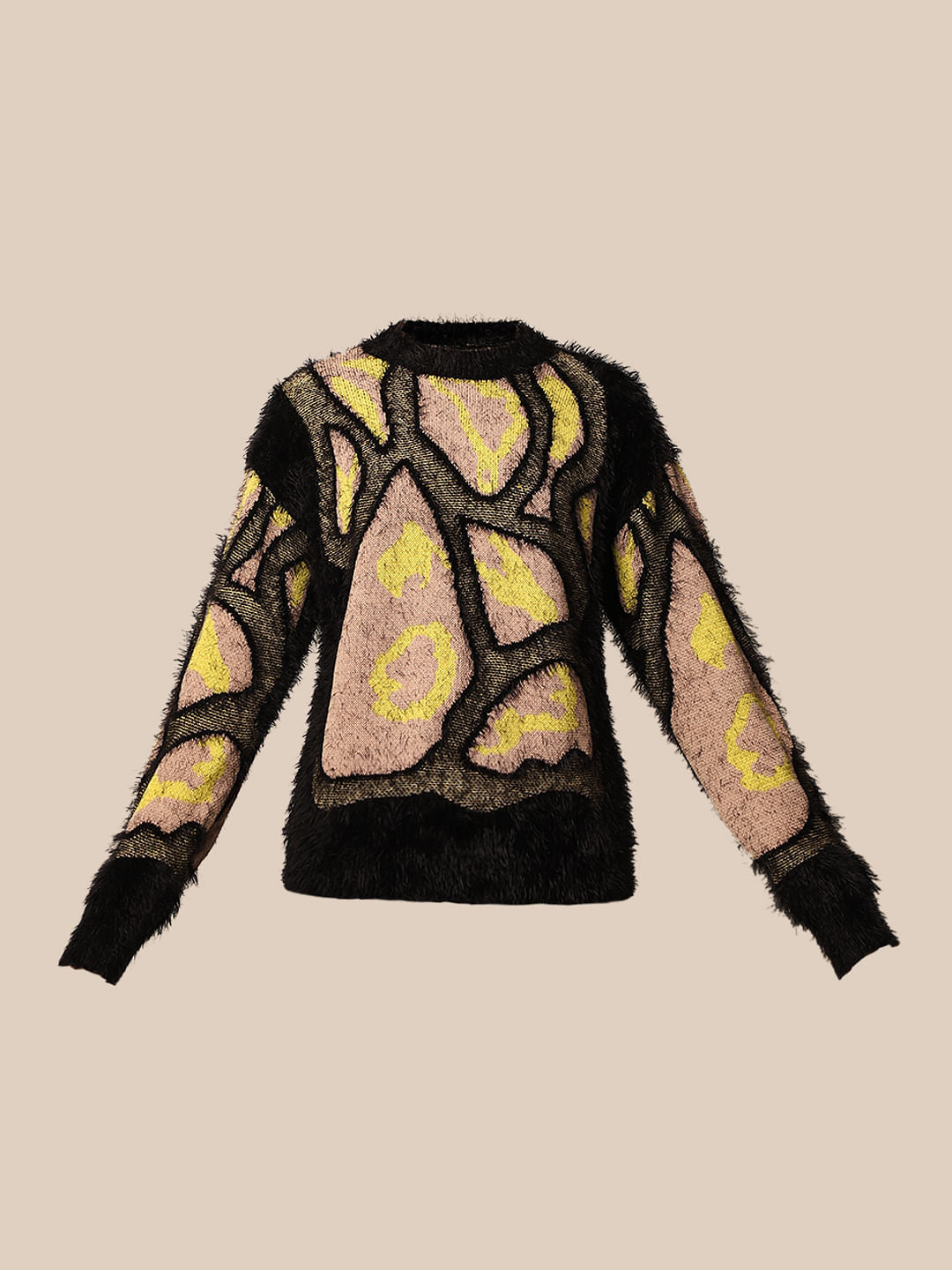 Black Abstract Print Jacquard Pullover