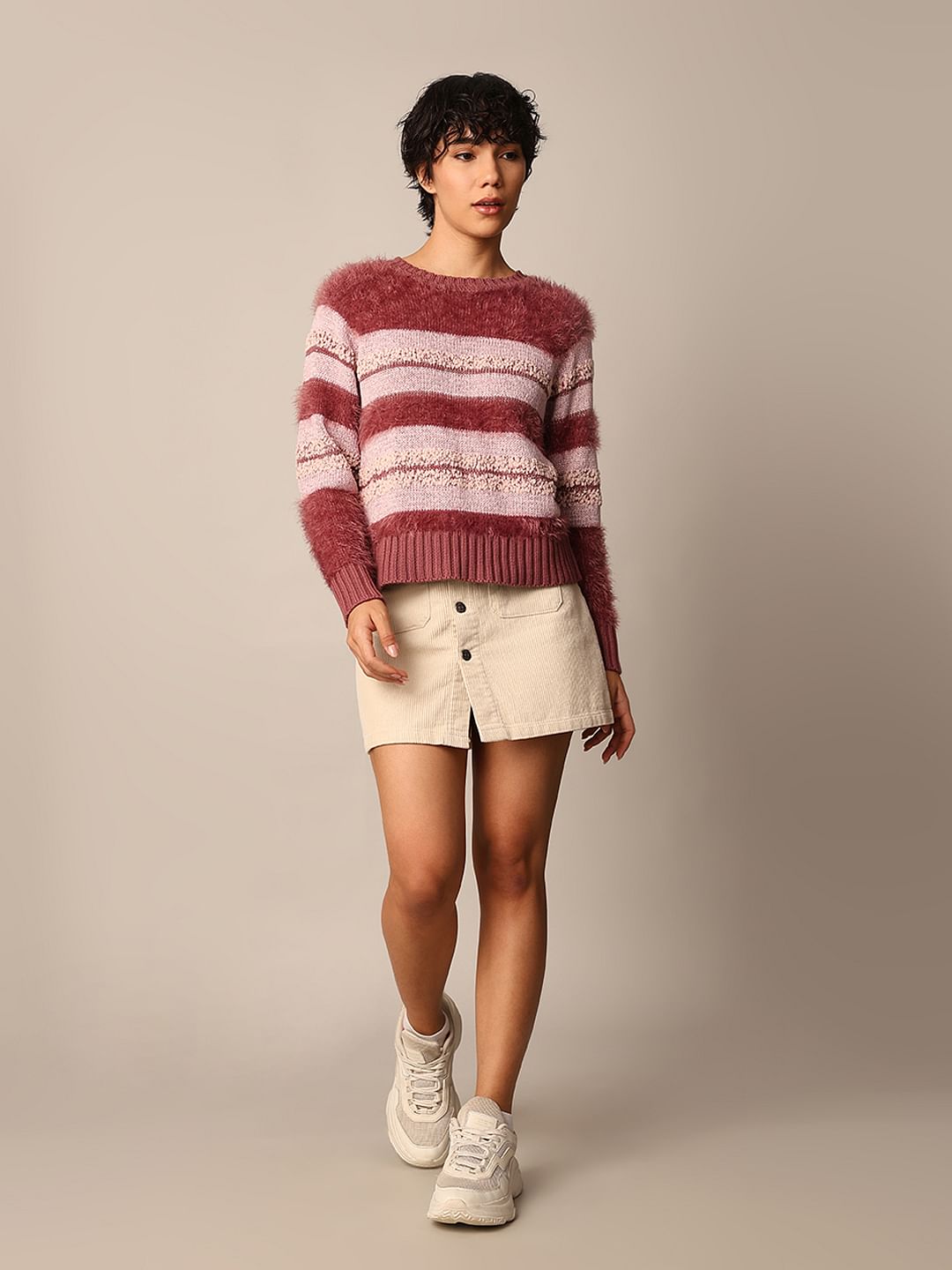 Pink Fluffy Knit Pullover